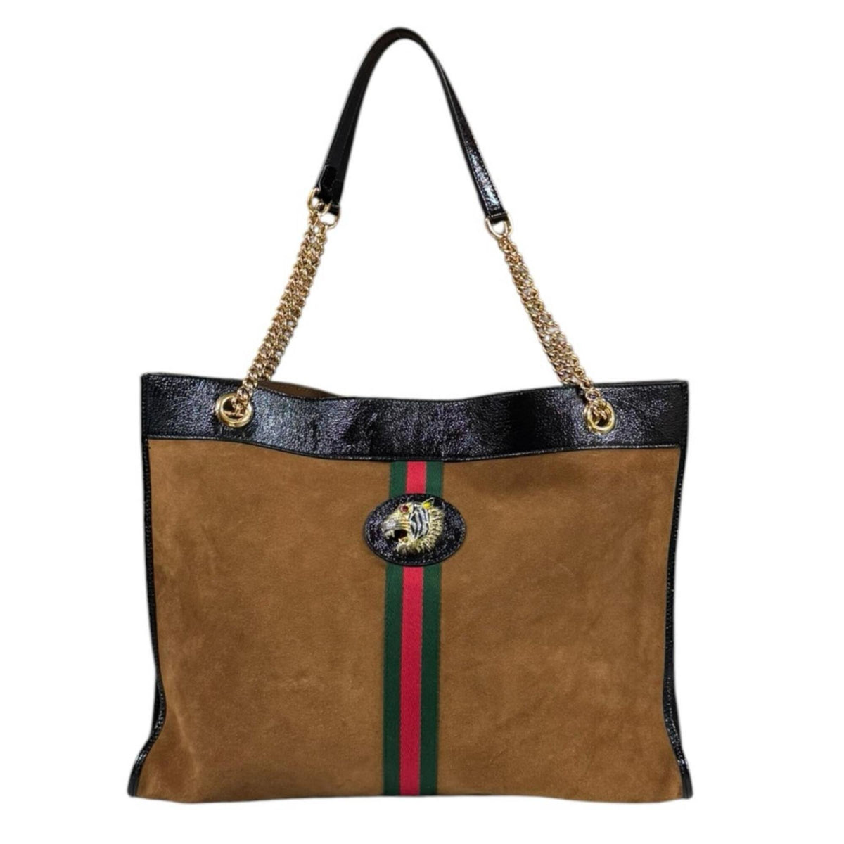 Gucci Black Brown Suede Leather Pouch Tote Bag (Pre-Owned)
