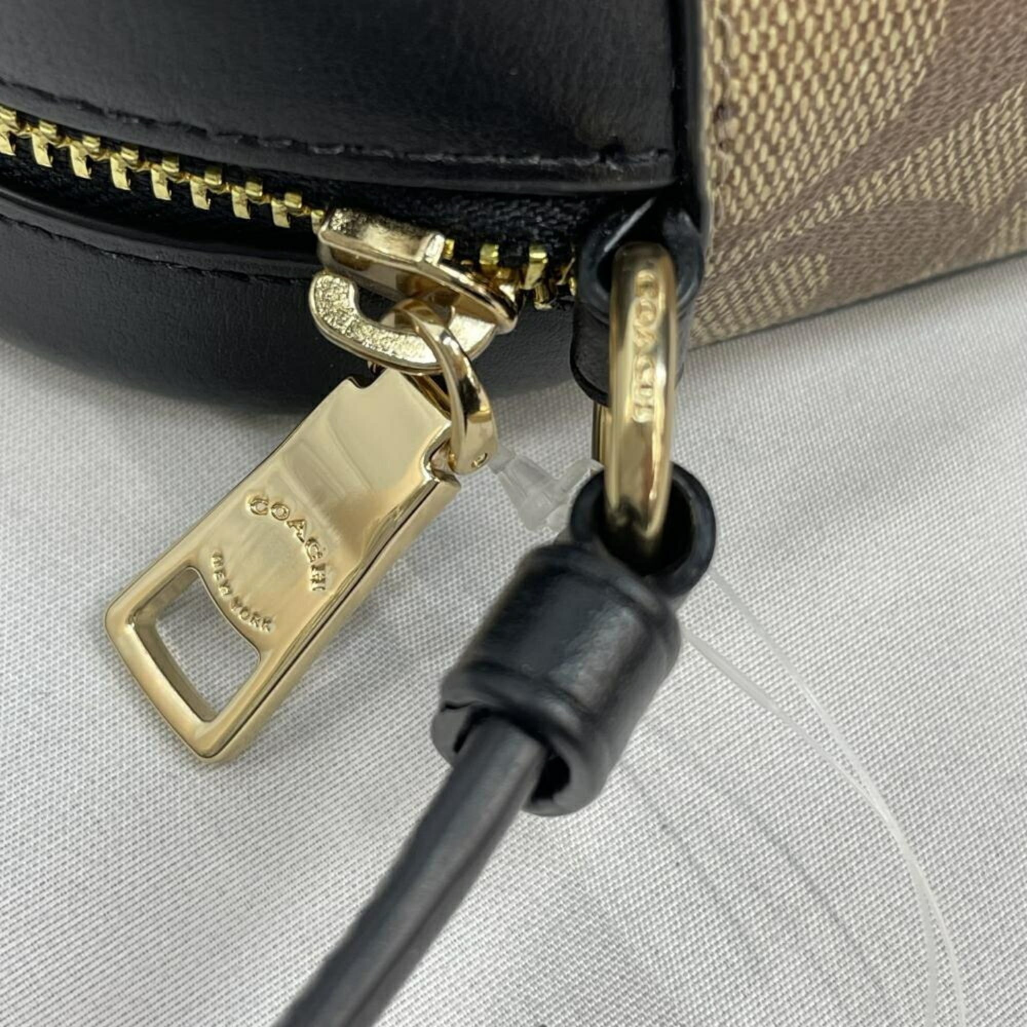 Coach Beige Signature Line Shoulder Bag (Pre-Owned)