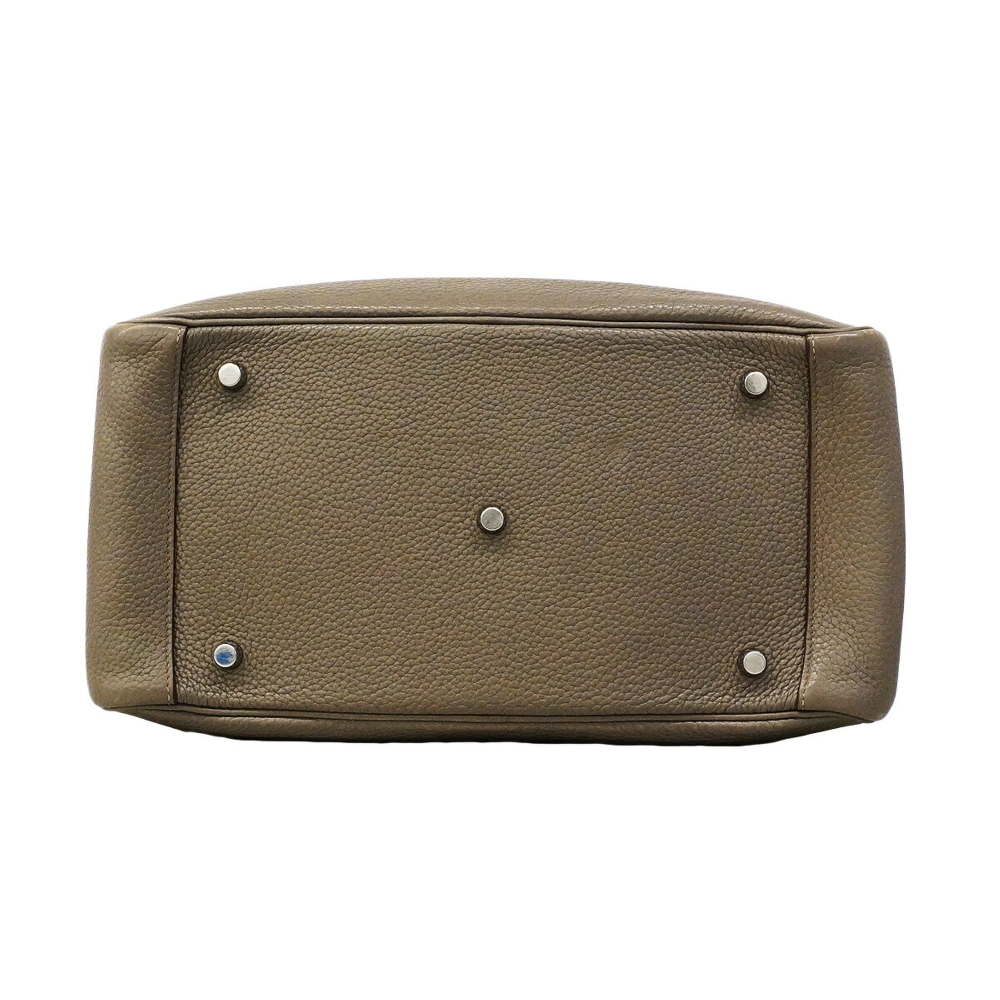 Hermes Etain Taurillon Clemence Leather Handbag (Pre-Owned)