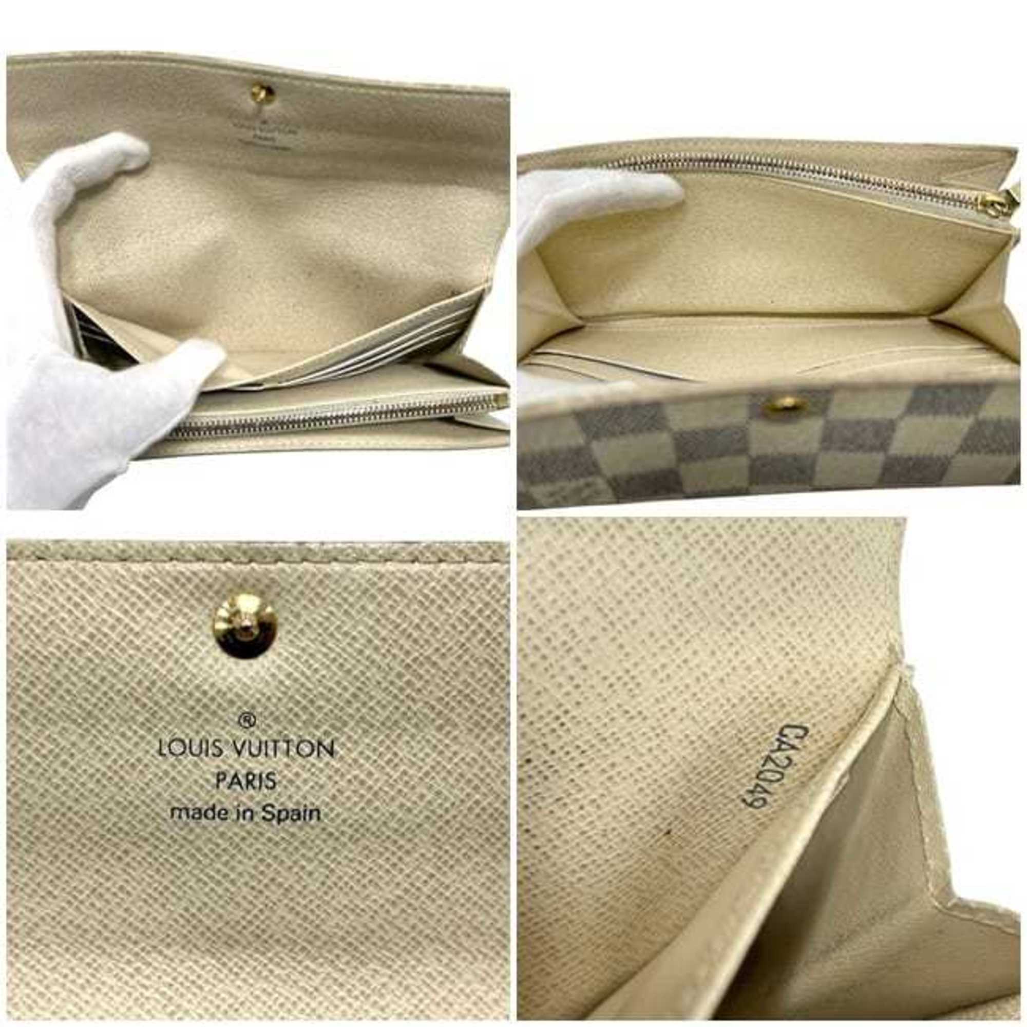 Louis Vuitton Beige Damier Azur Gray White Damier Azur Long Wallet (Bi-Fold) (Pre-Owned)