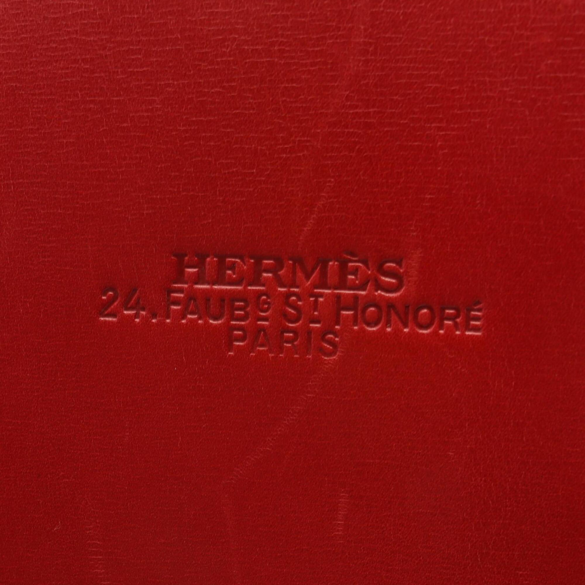 Hermes Red Color Chevre Leather Box Calf Leather Handbag (Pre-Owned)