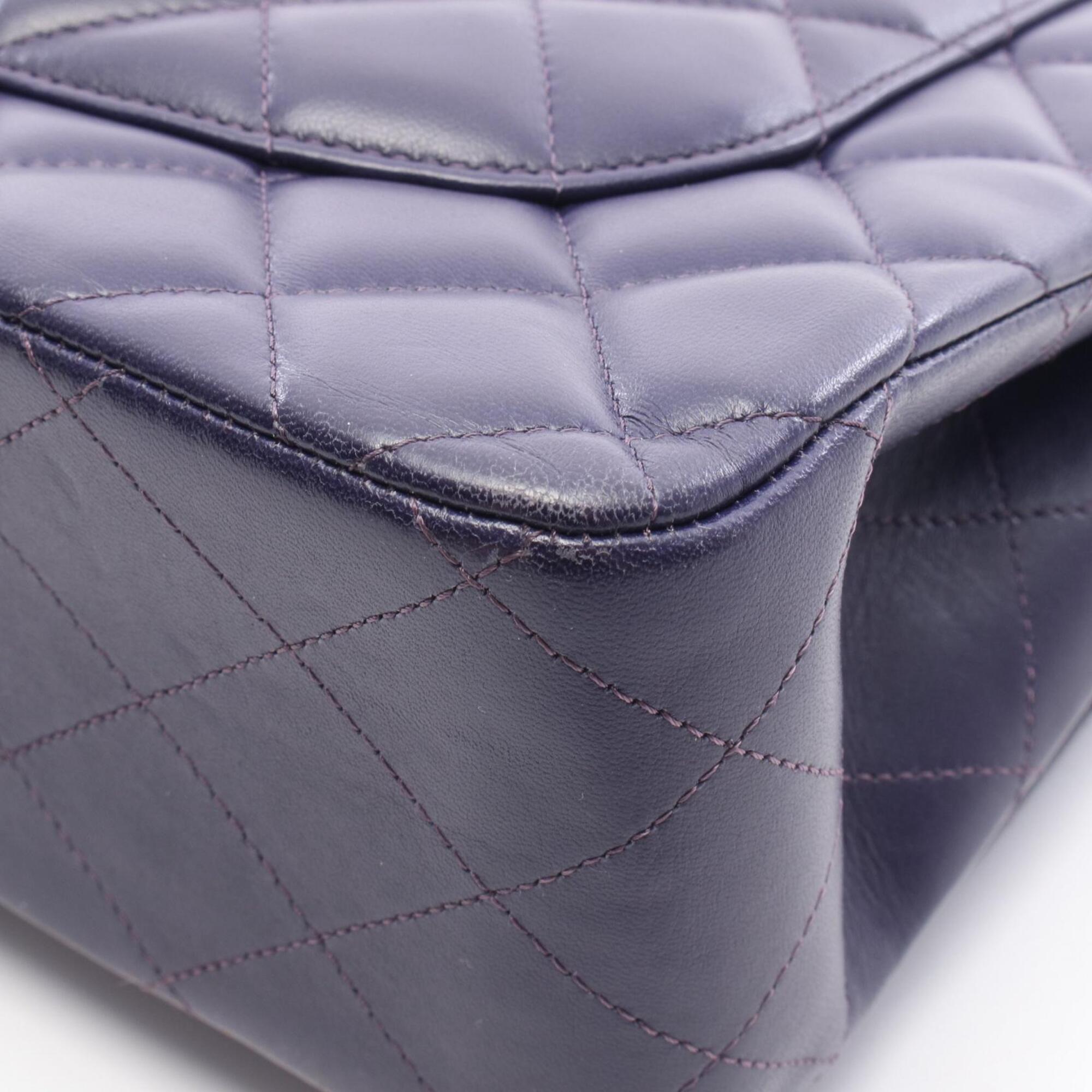 Chanel Purple Leather Handbag Shoulder Bag (Pre-Owned)