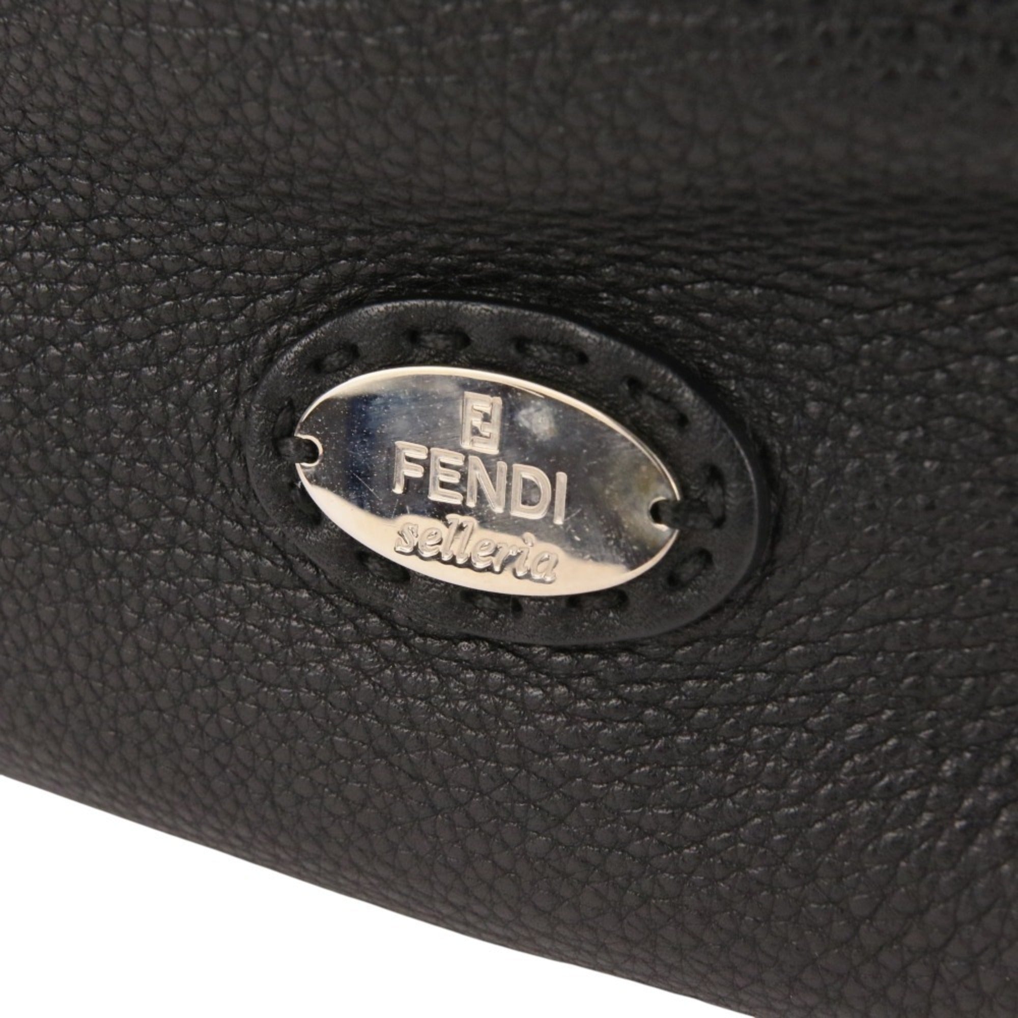 Fendi Selleria Black Leather Shoulder Bag Tote Bag (Pre-Owned)
