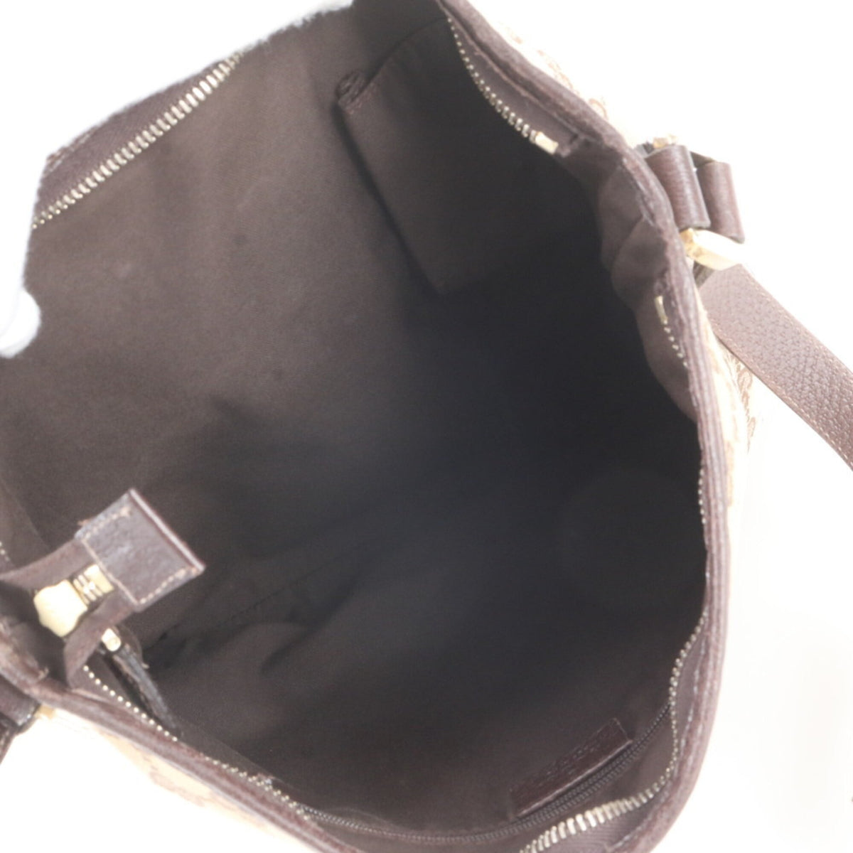 Gucci Brown Leather Canvas Messenger Bag Shoulder Bag (Pre-Owned)