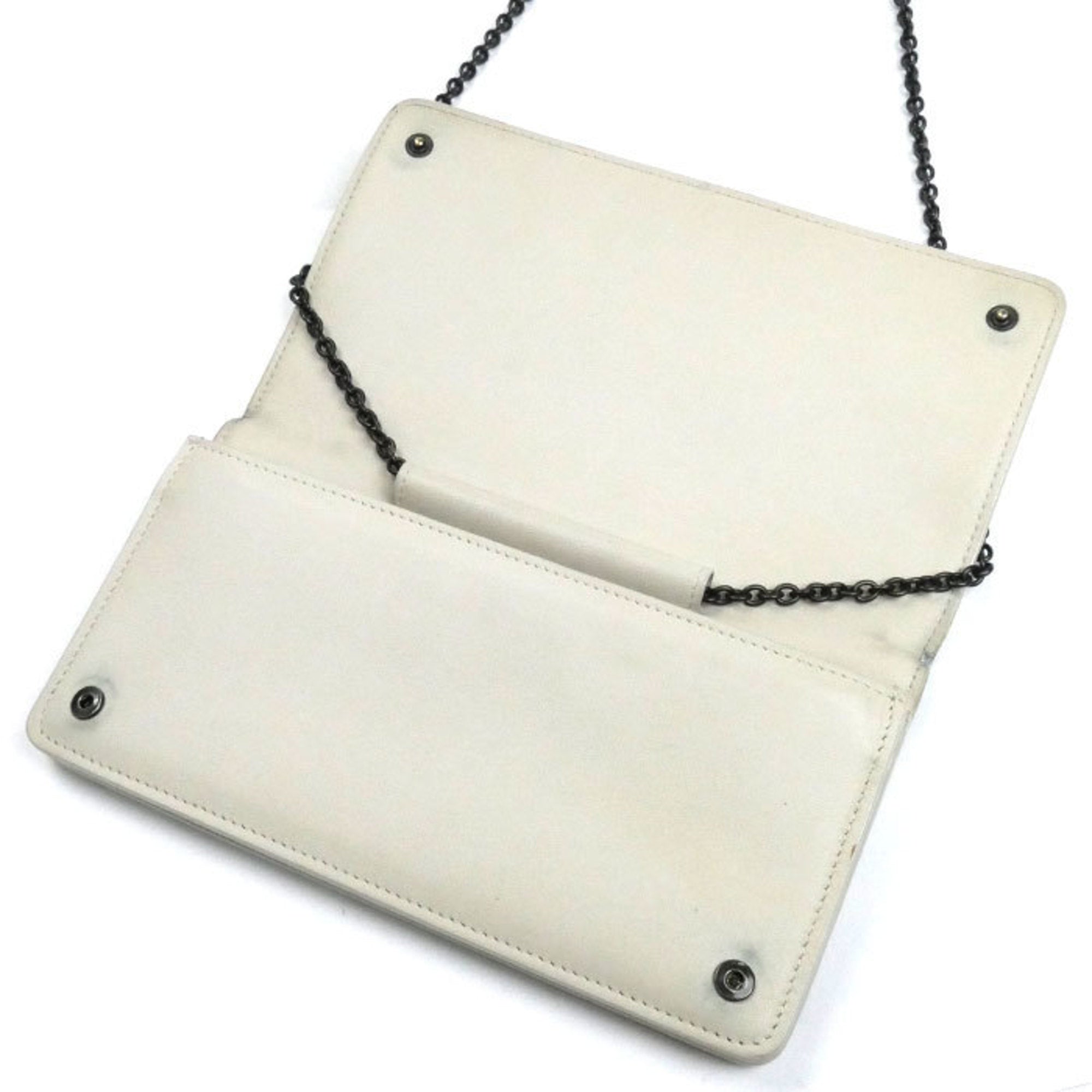 Bottega Veneta Ivory Leather Chain/Shoulder Wallet (Pre-Owned)