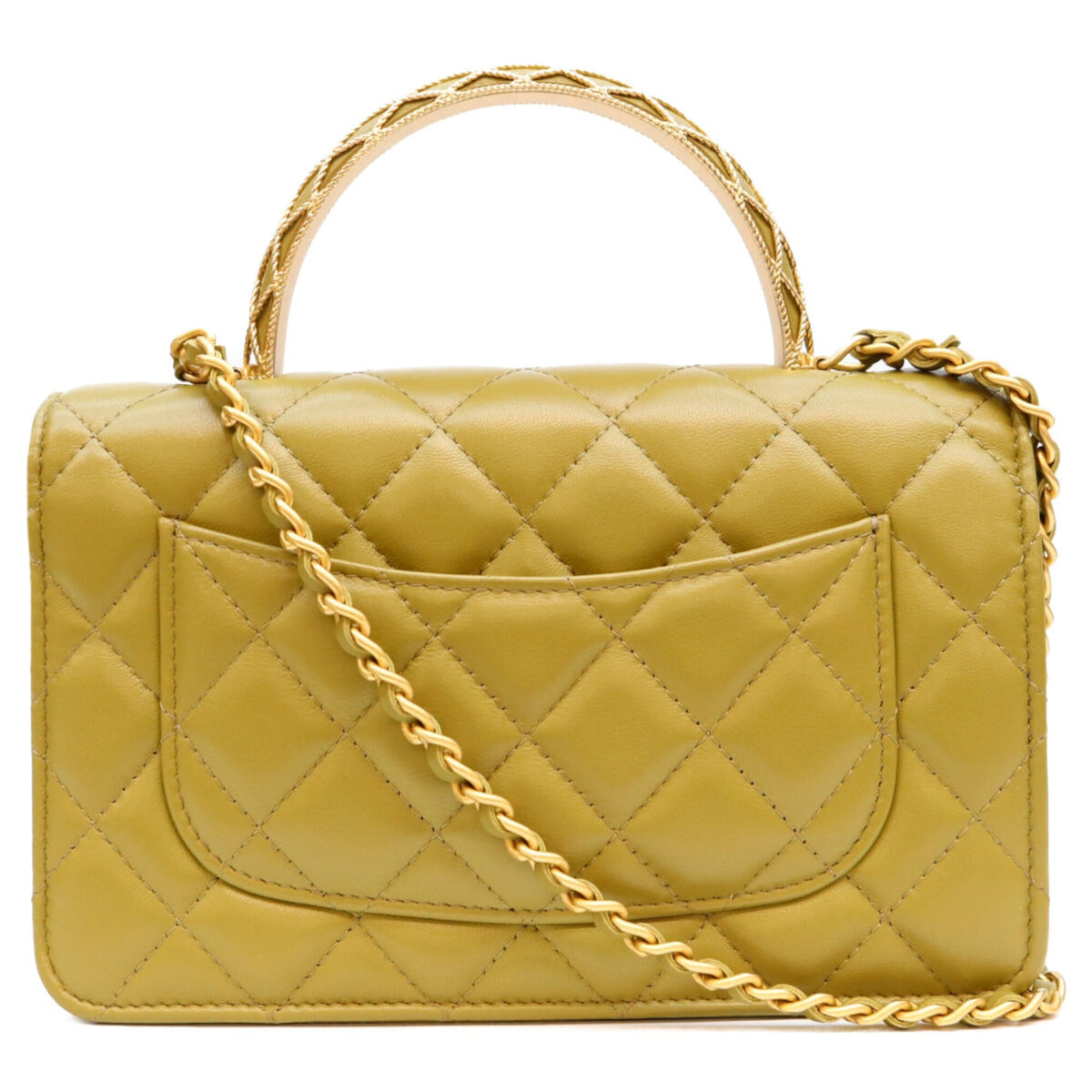 Chanel Khaki Leather Shoulder Bag (Pre-Owned)