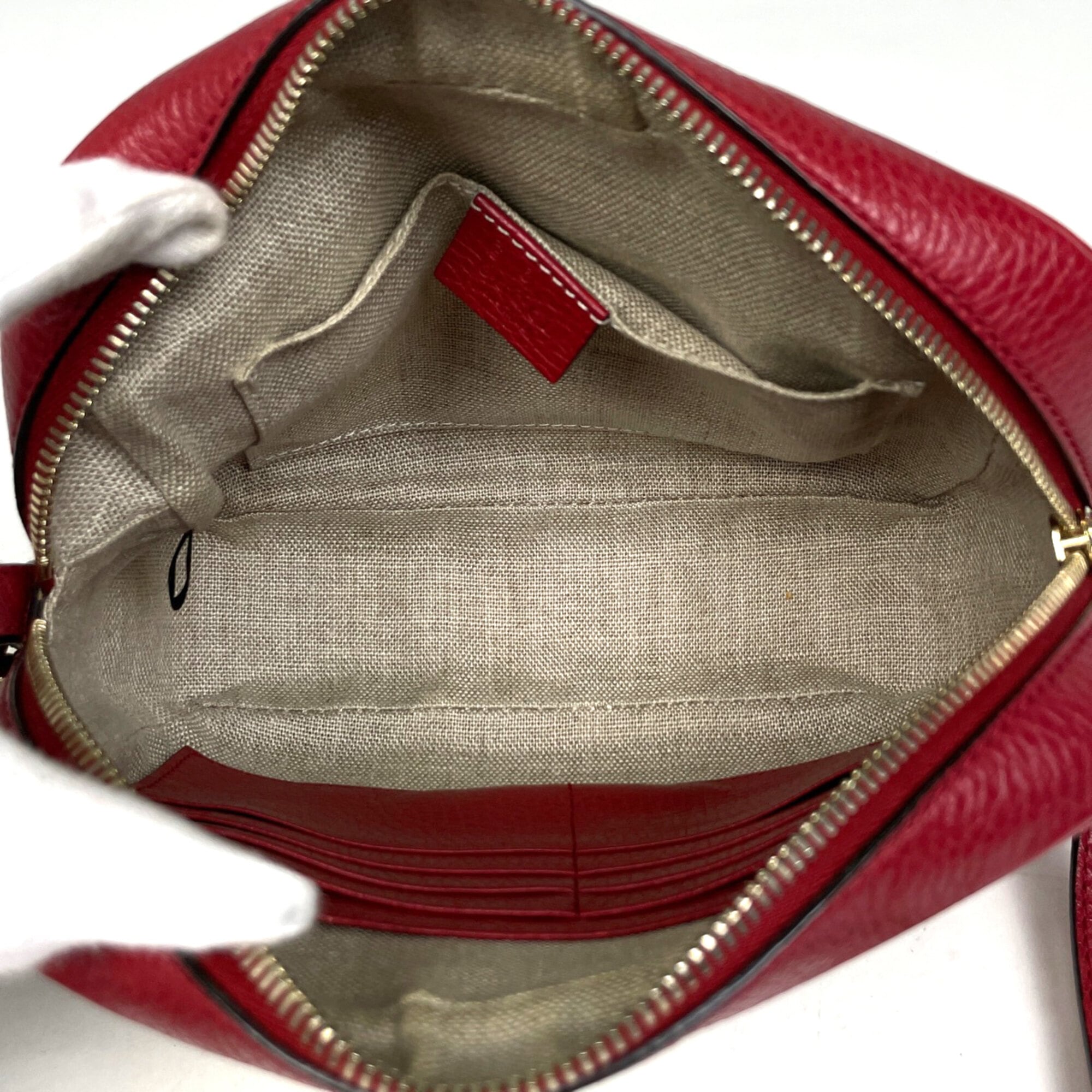 Gucci Gg Canvas Brown Red Color Gg Canvas Leather Shoulder Bag (Pre-Owned)
