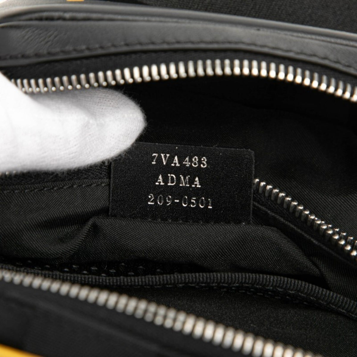 Fendi Black Yellow Nylon Leather Sling Bag (Pre-Owned)