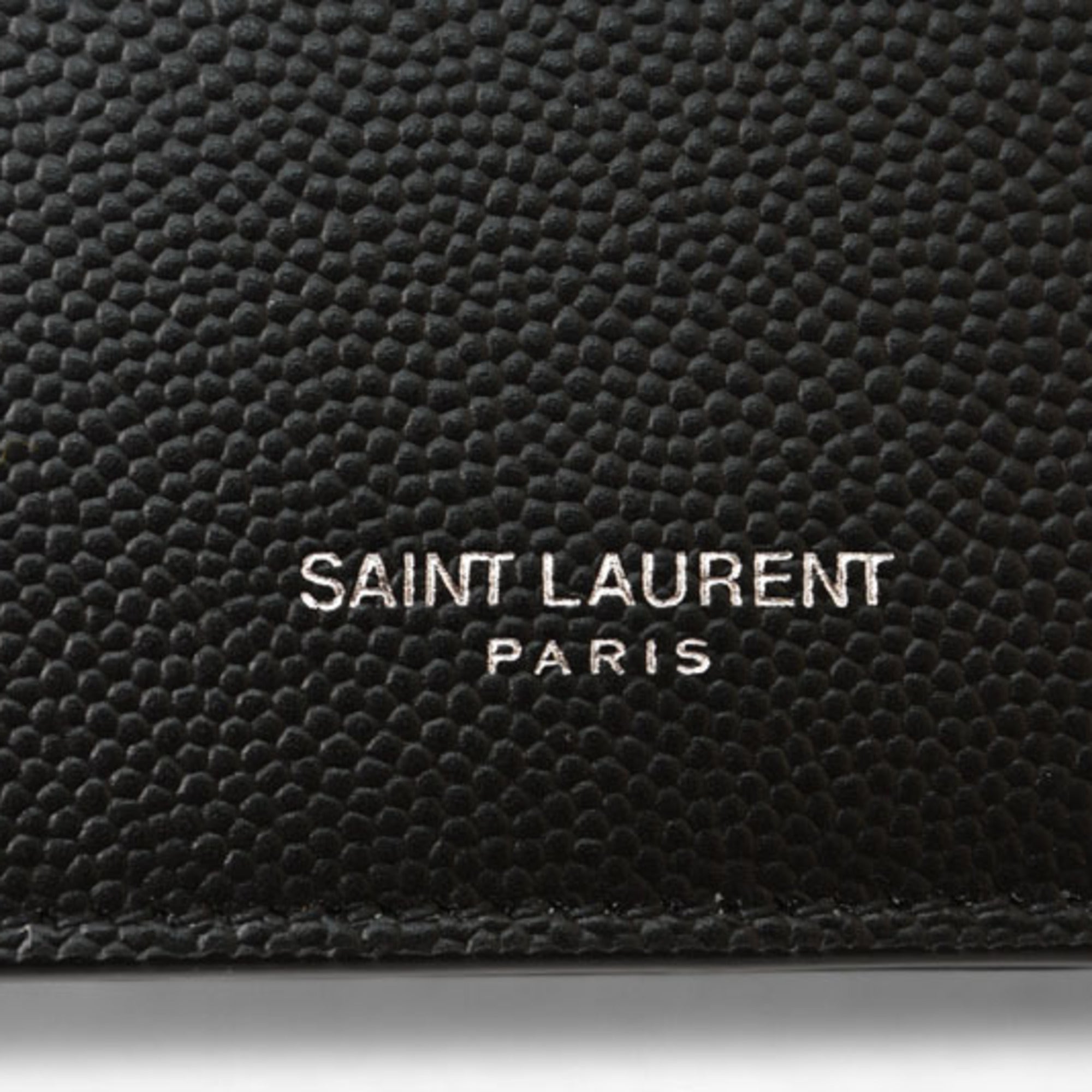 Saint Laurent Silver Black Leather Coin Purse/Coin Case (Pre-Owned)