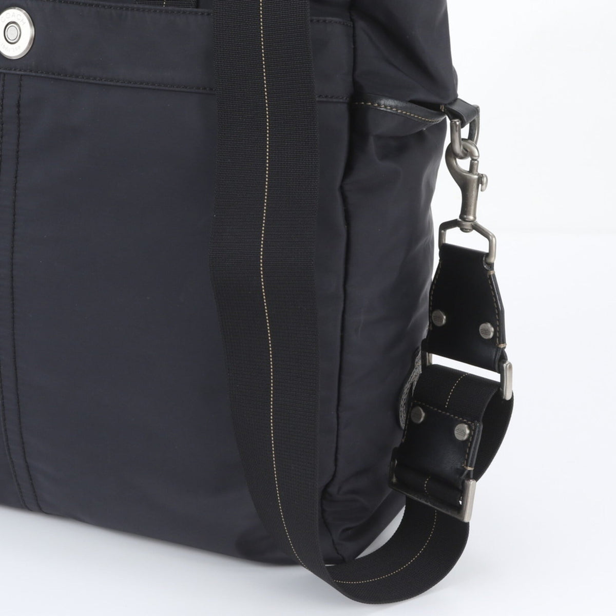 Coach Black Leather Nylon Messenger Bag Shoulder Bag Tote Bag (Pre-Owned)