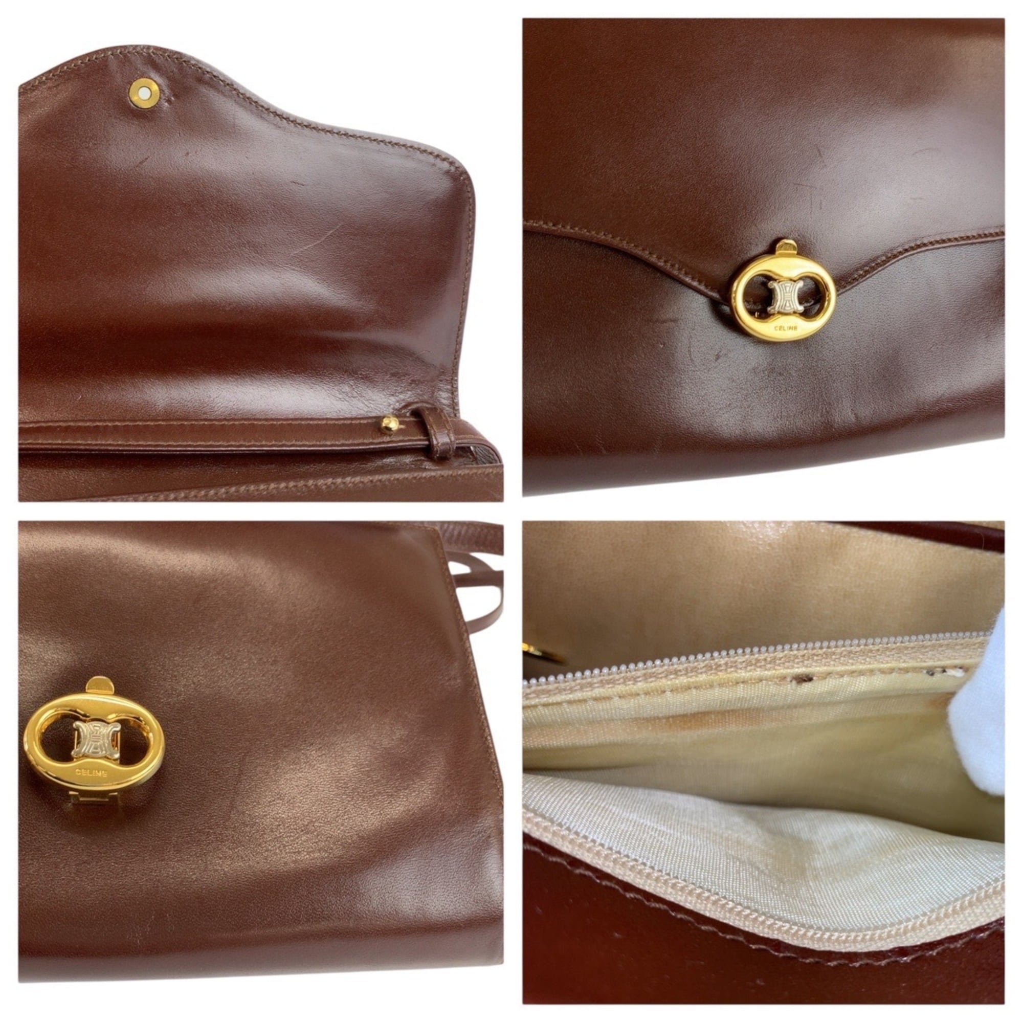Celine Brown Leather Pochette Shoulder Bag (Pre-Owned)