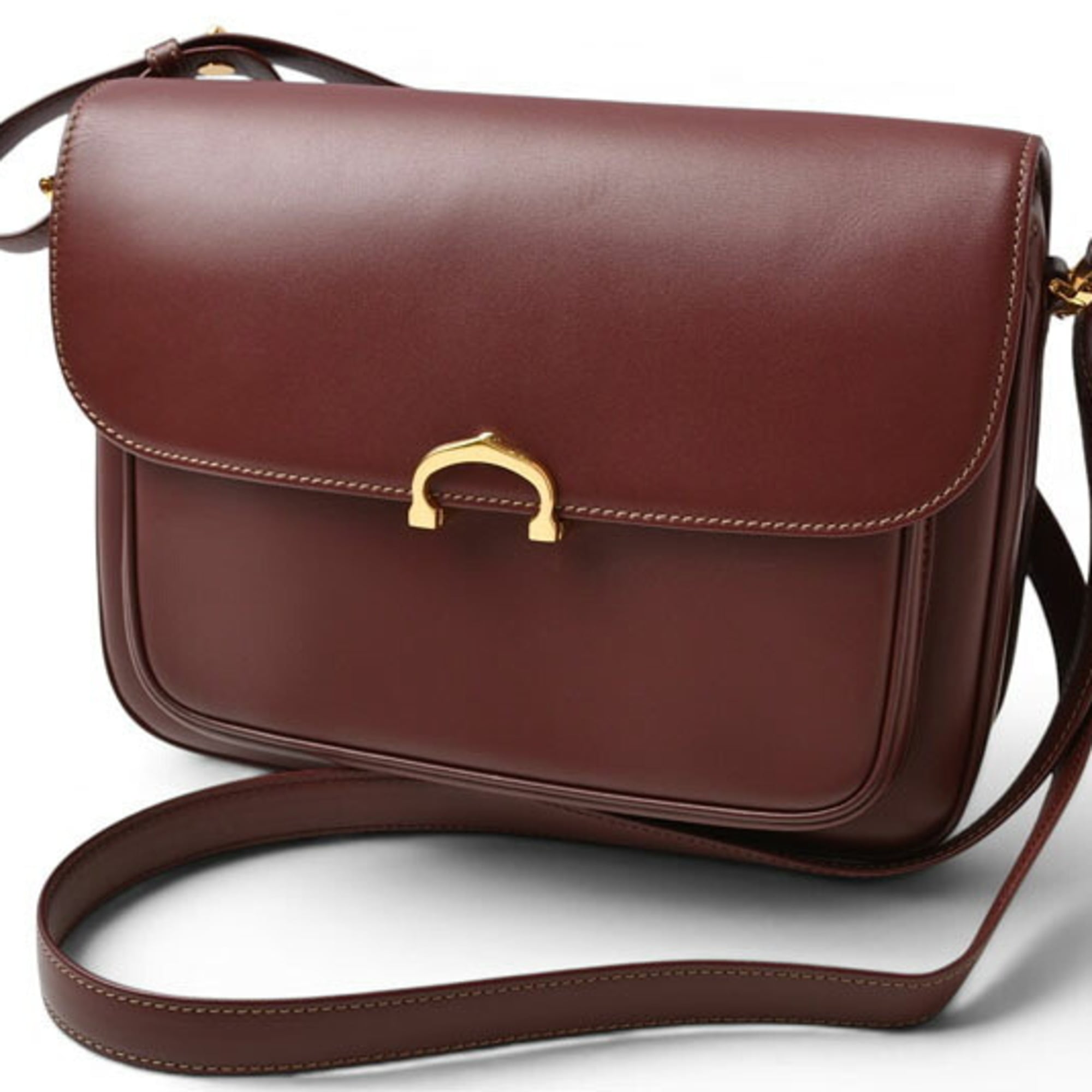 Cartier Bordeaux Leather Shoulder Bag (Pre-Owned)