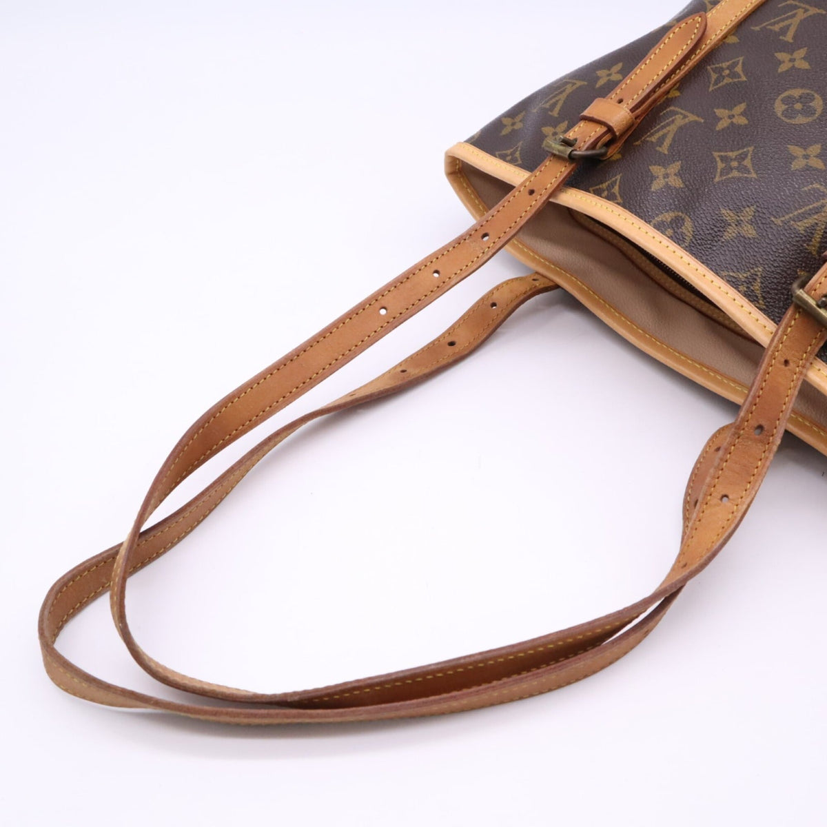 Louis Vuitton Monogram Beige Brown Coated Canvas Leather Handbag (Pre-Owned)