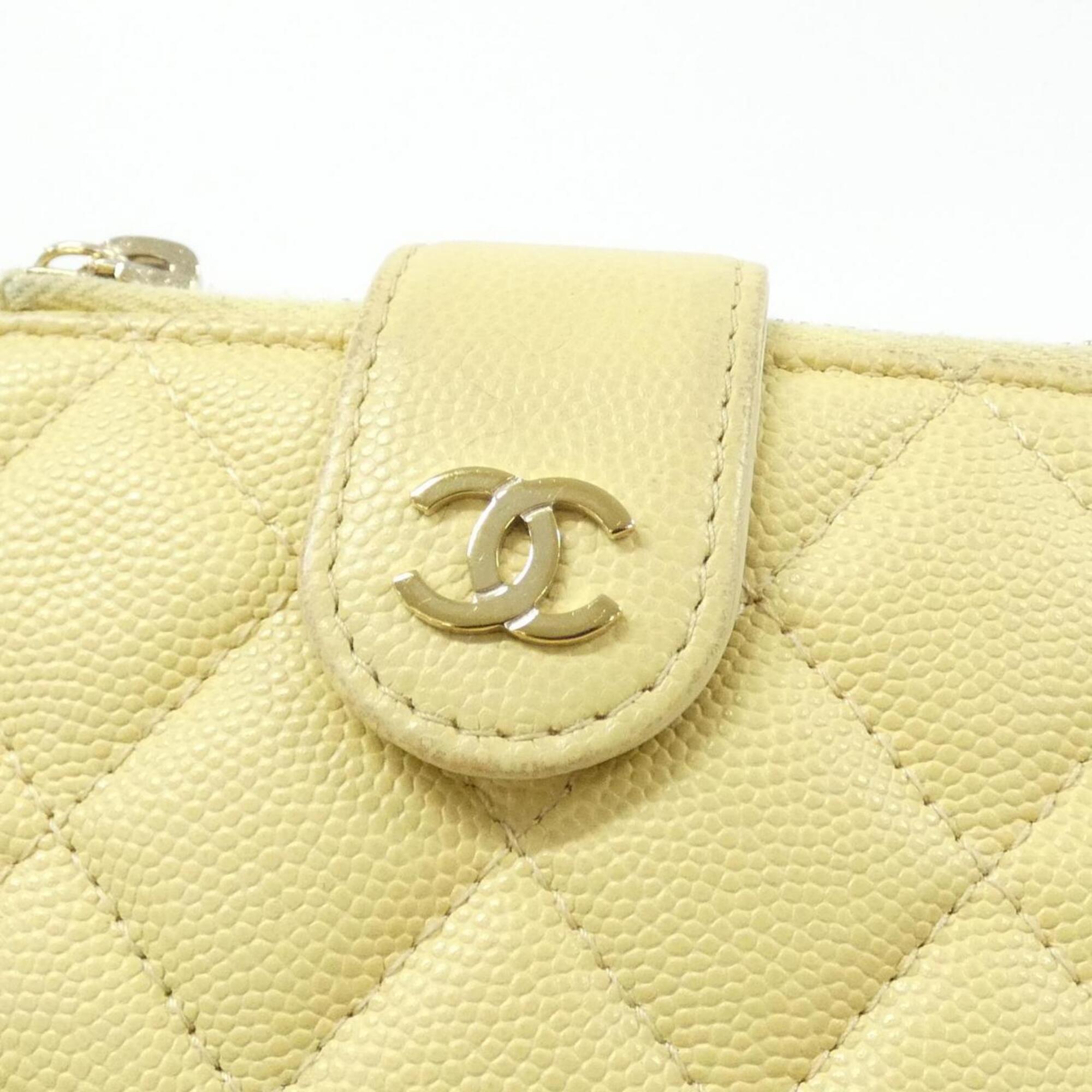 Chanel Yellow Grained Calfskin Coin Purse/Coin Case (Pre-Owned)