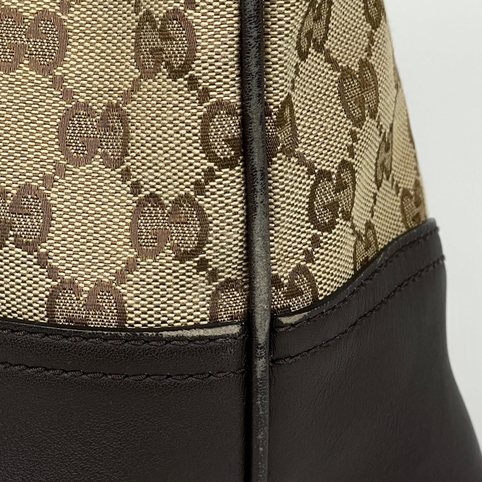 Gucci Brown Gg Canvas Leather Tote Bag (Pre-Owned)