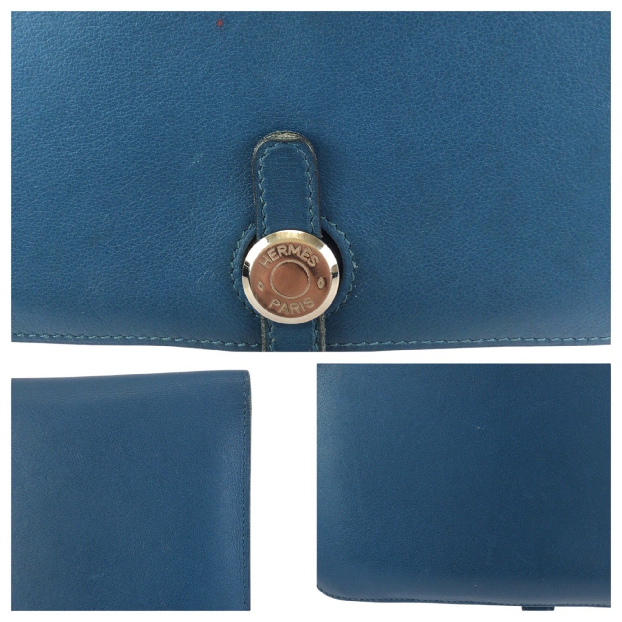 Hermes Blue Blue Jean Togo Leather Wallet (Bi-Fold) (Pre-Owned)