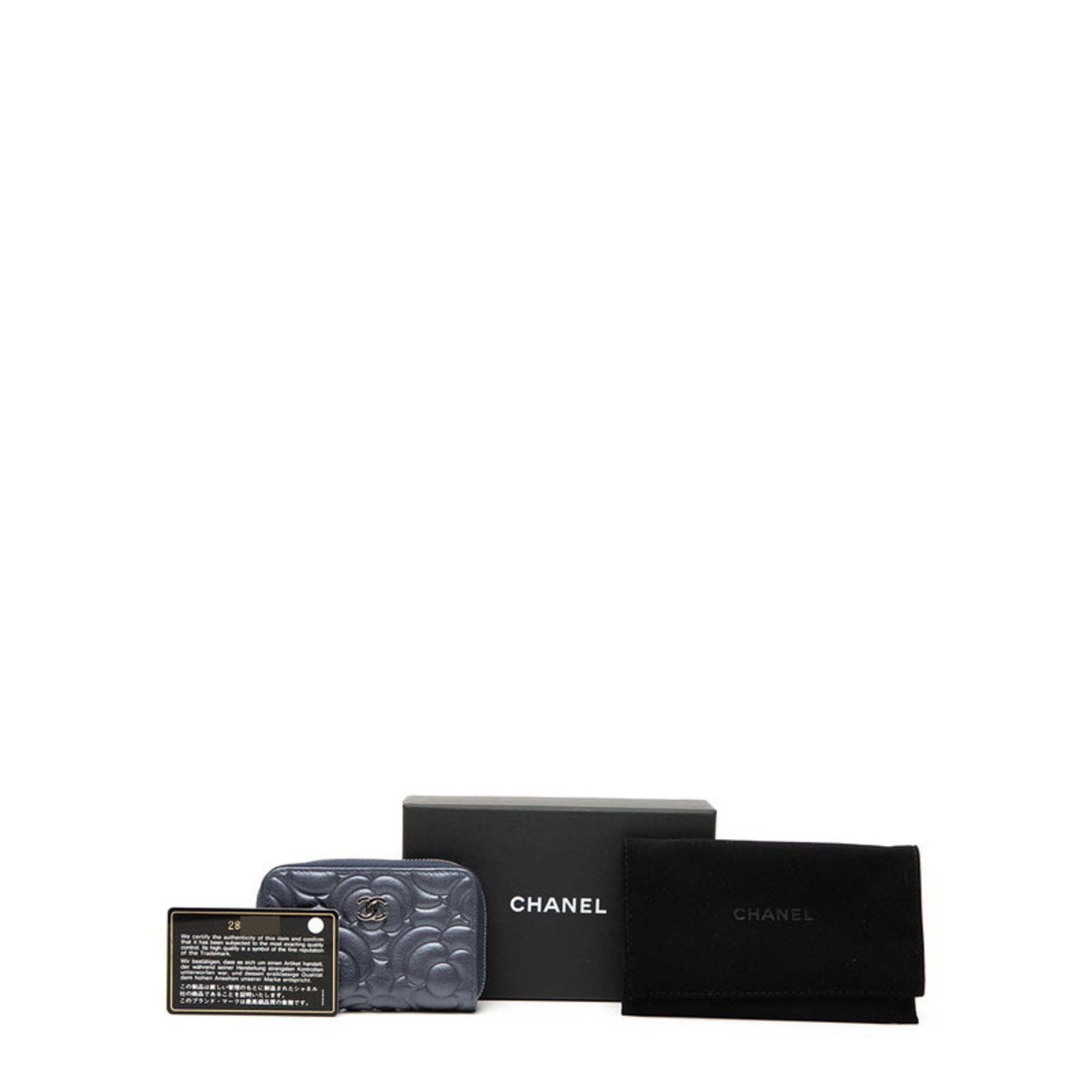 Chanel Navy Purple Leather Coin Purse/Coin Case (Pre-Owned)