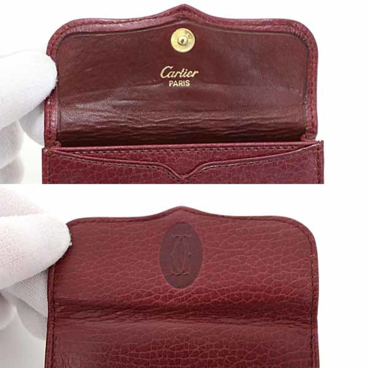 Cartier Bordeaux Wine Red Leather Coin Purse/Coin Case (Pre-Owned)