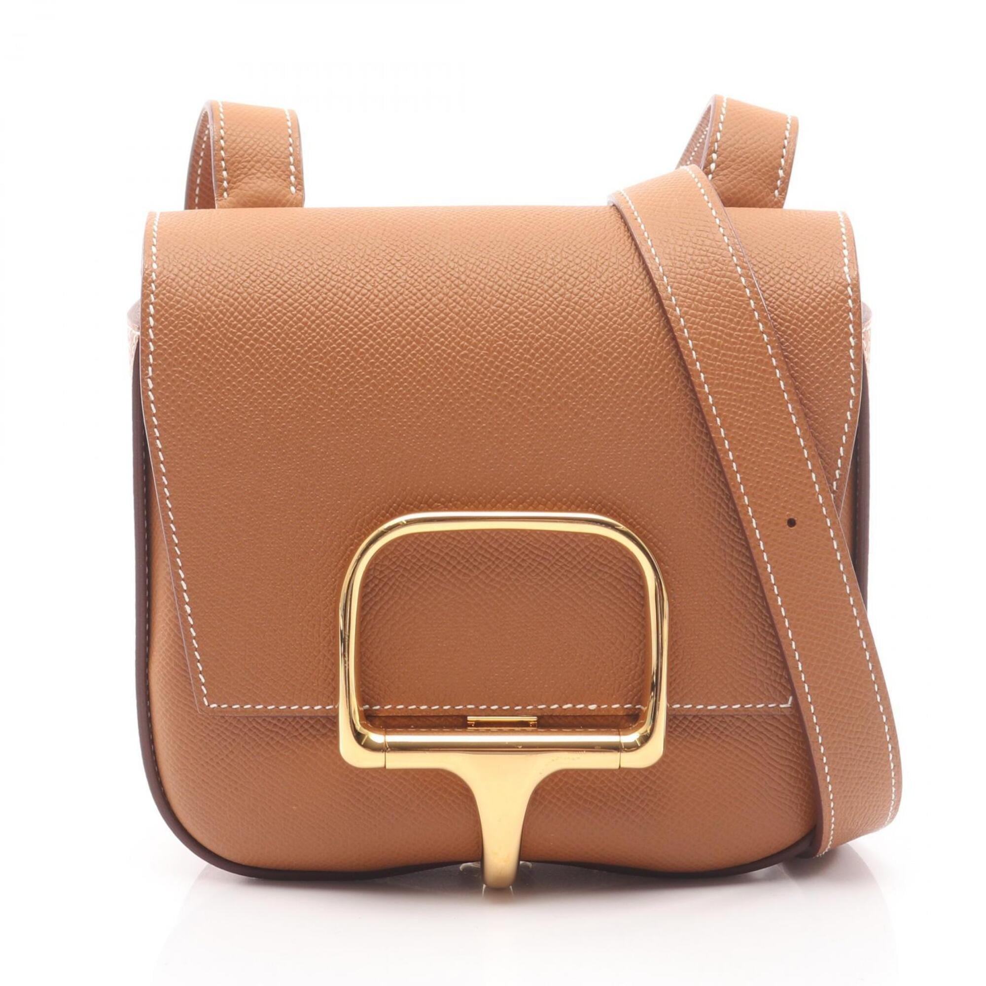 Hermes Brown Gold Epsom Leather Leather Handbag Shoulder Bag (Pre-Owned)