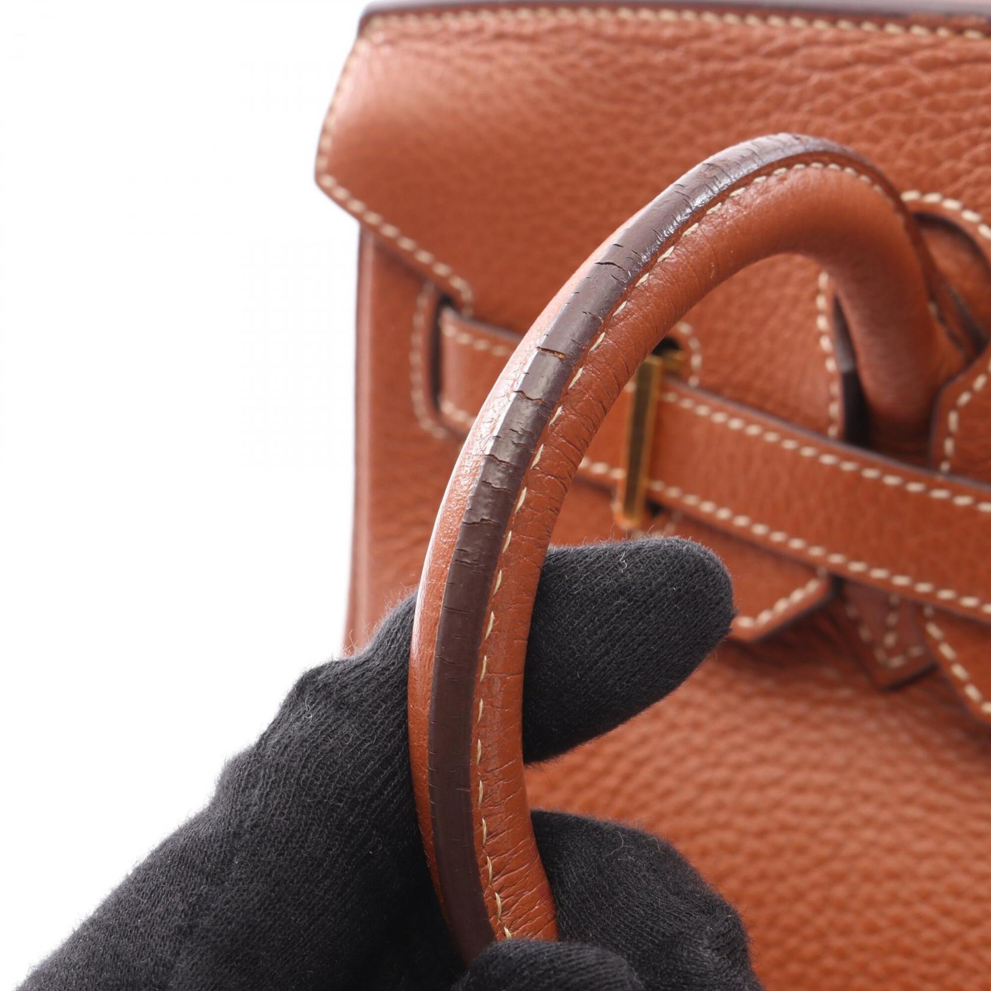 Hermes Brown Gold Taurillon Clemence Leather Leather Handbag (Pre-Owned)