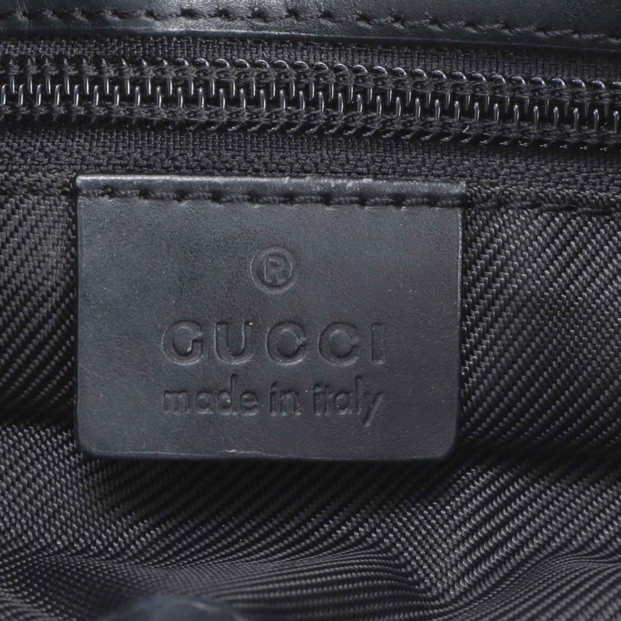 Gucci Gg Canvas Black Leather Canvas Shoulder Bag Tote Bag (Pre-Owned)