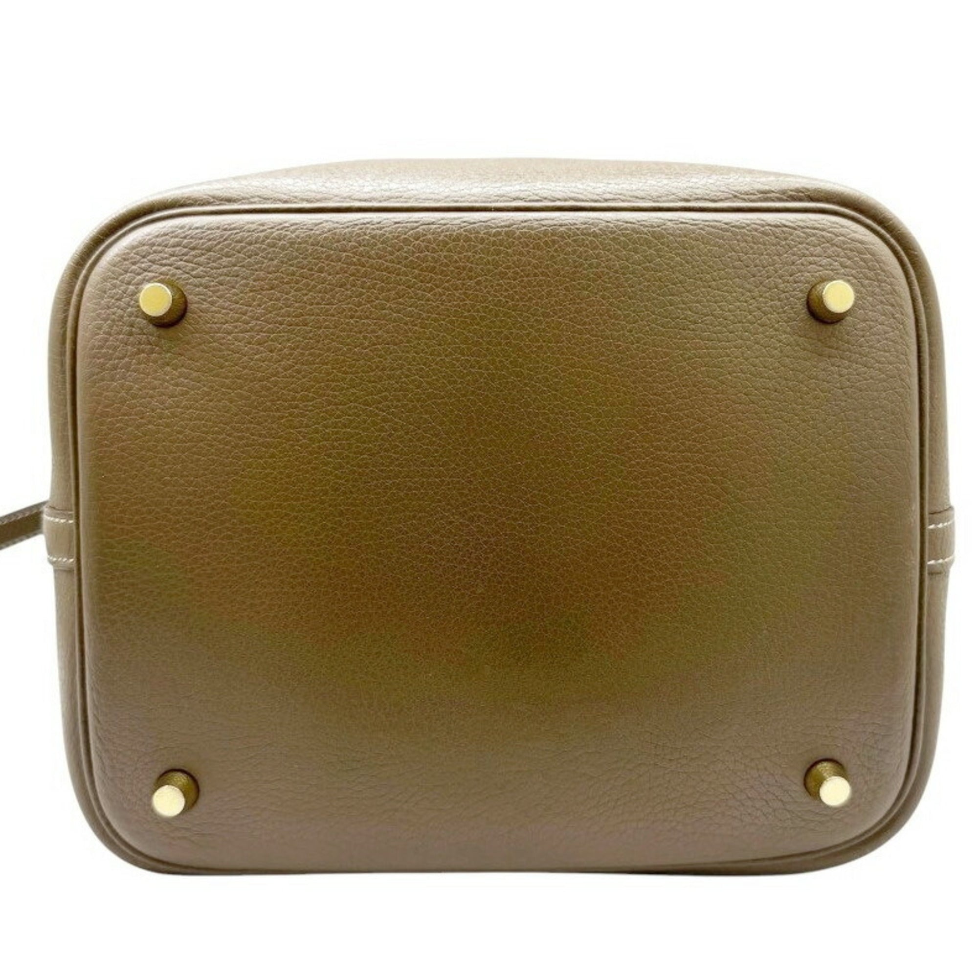 Hermes Etoupe Gray Taurillon Clemence Leather Handbag (Pre-Owned)