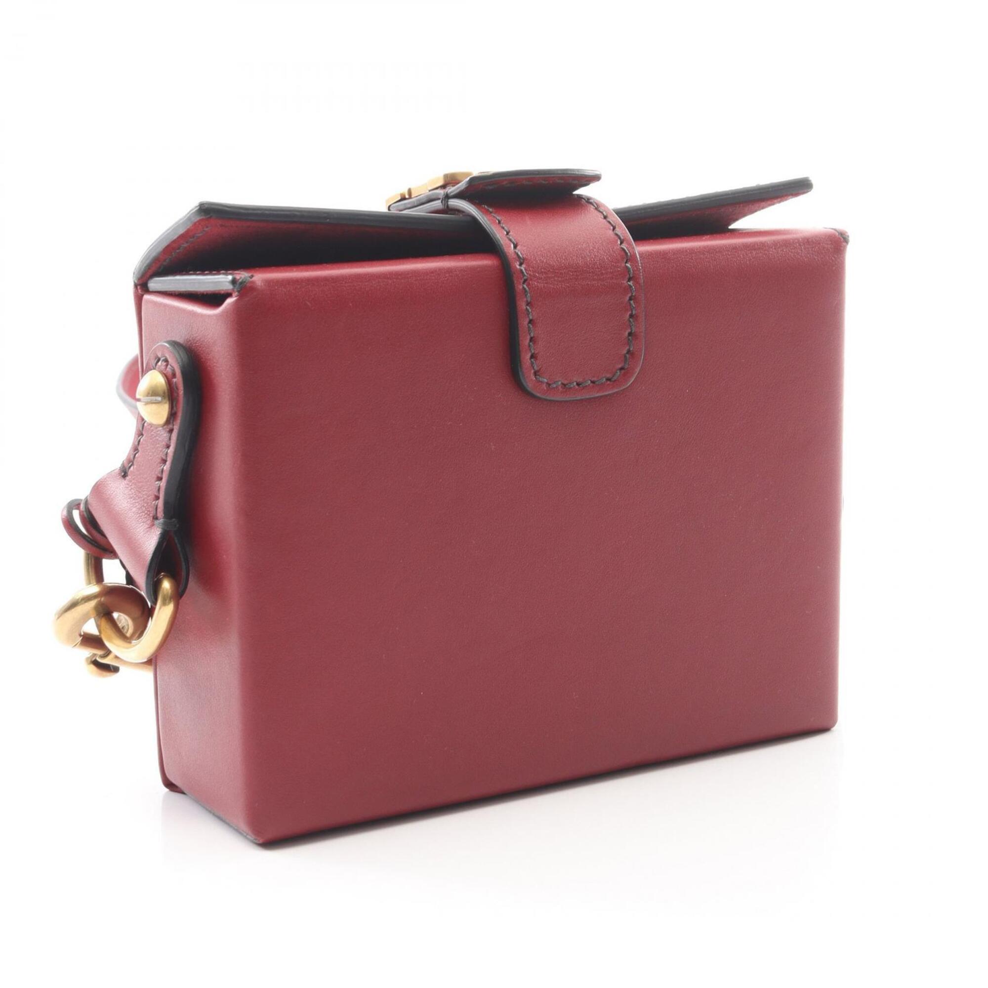 Christian Dior Red Color Leather Handbag Shoulder Bag (Pre-Owned)