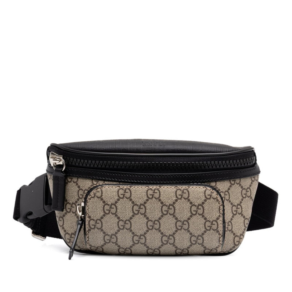 Gucci Beige Black Pvc Leather Fanny Pack Sling Bag (Pre-Owned)