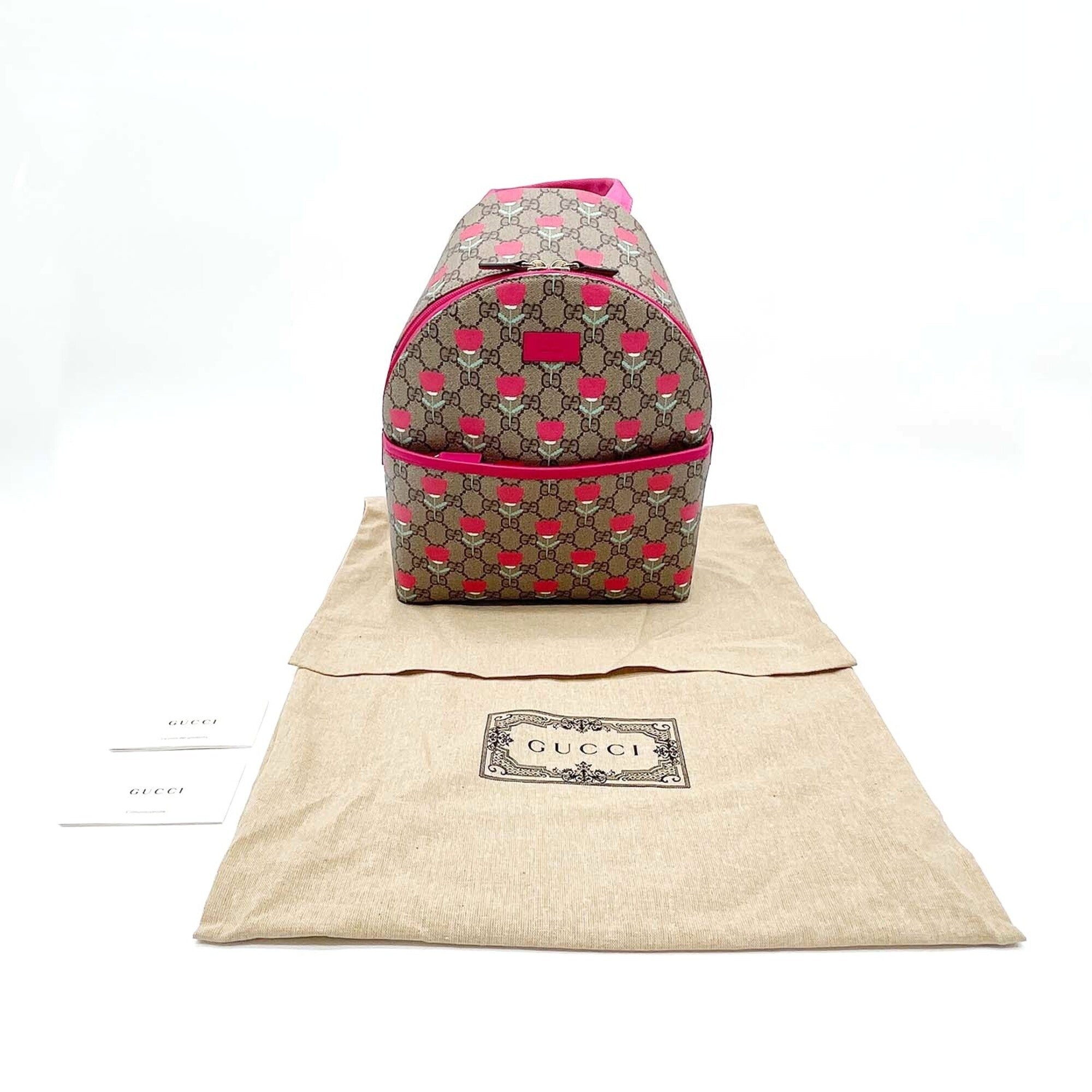 Gucci Brown Pink Gg Supreme Backpack (Pre-Owned)