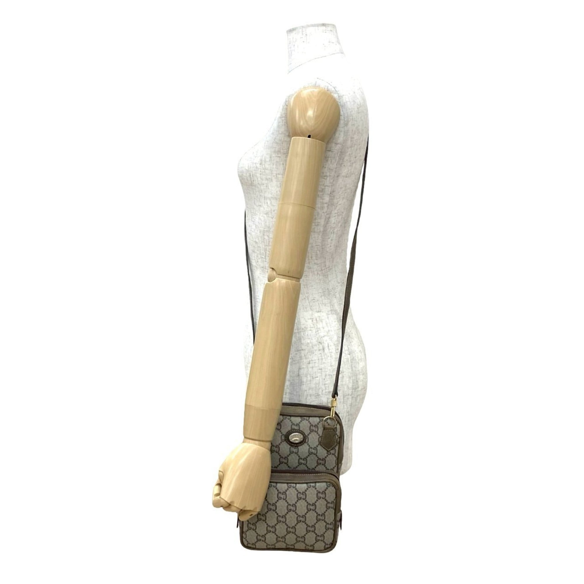 Gucci Brown Leather Pvc Pochette Shoulder Bag (Pre-Owned)
