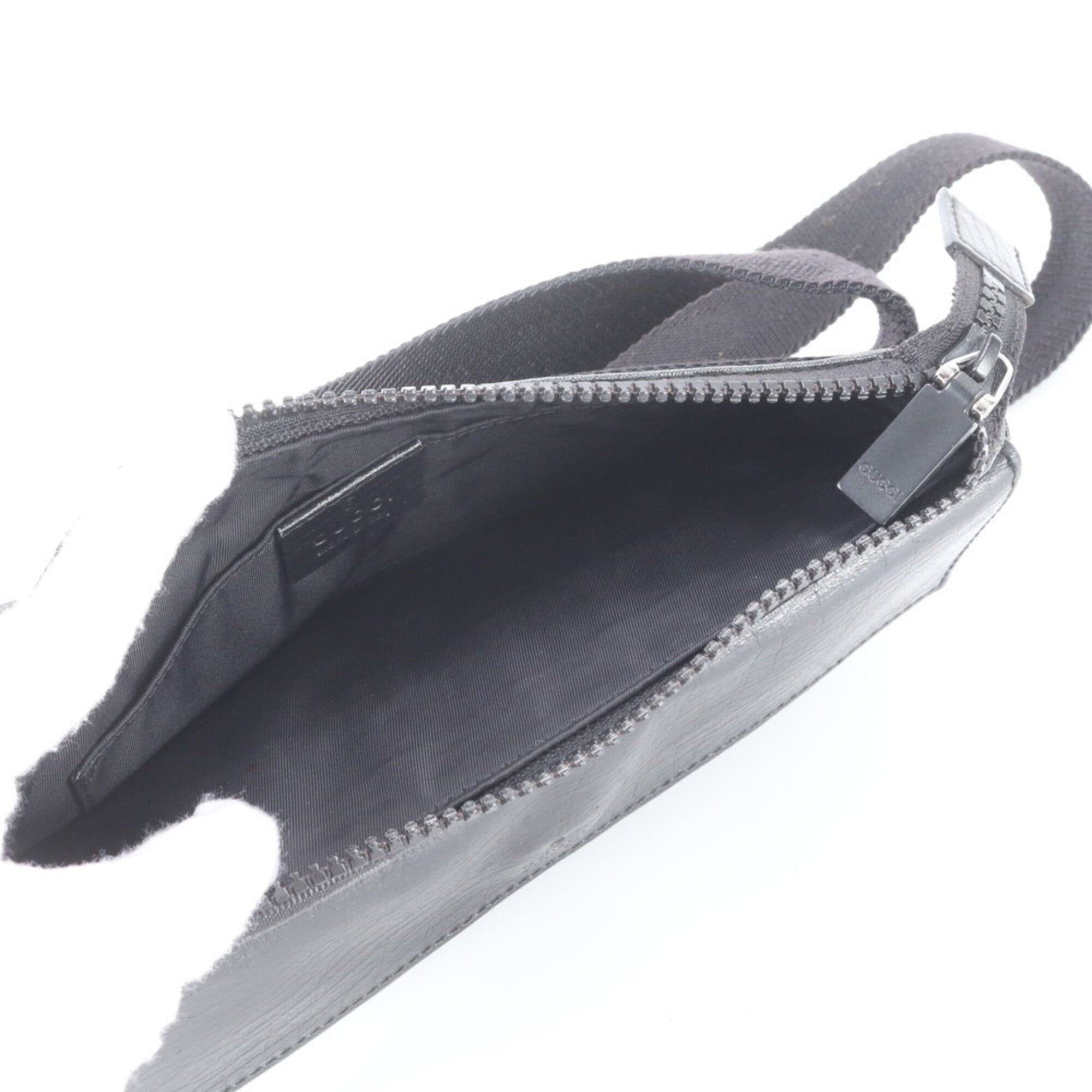 Gucci Black Leather Coated Canvas Fanny Pack Pouch Sling Bag (Pre-Owned)
