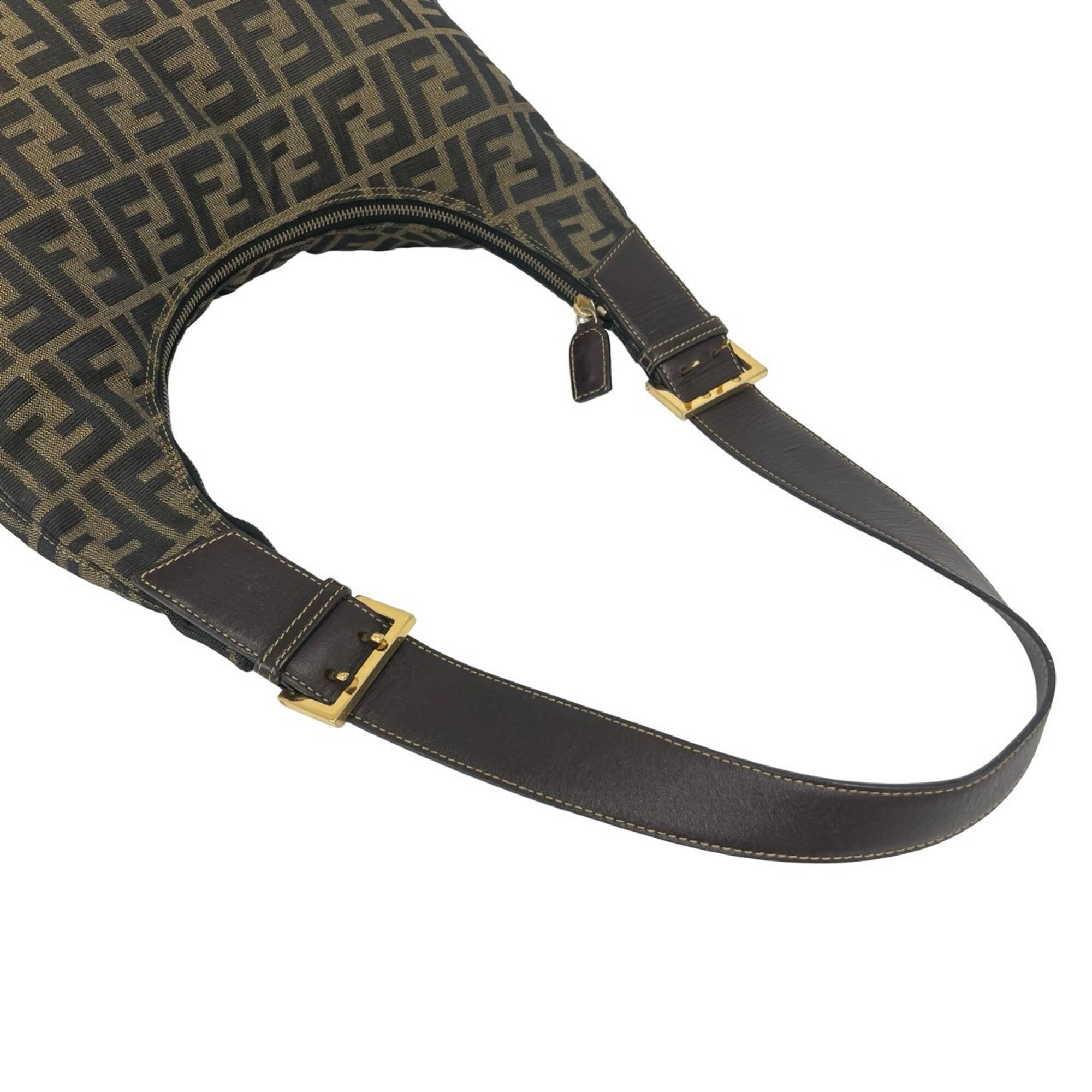 Fendi Brown Canvas Leather Shoulder Bag (Pre-Owned)