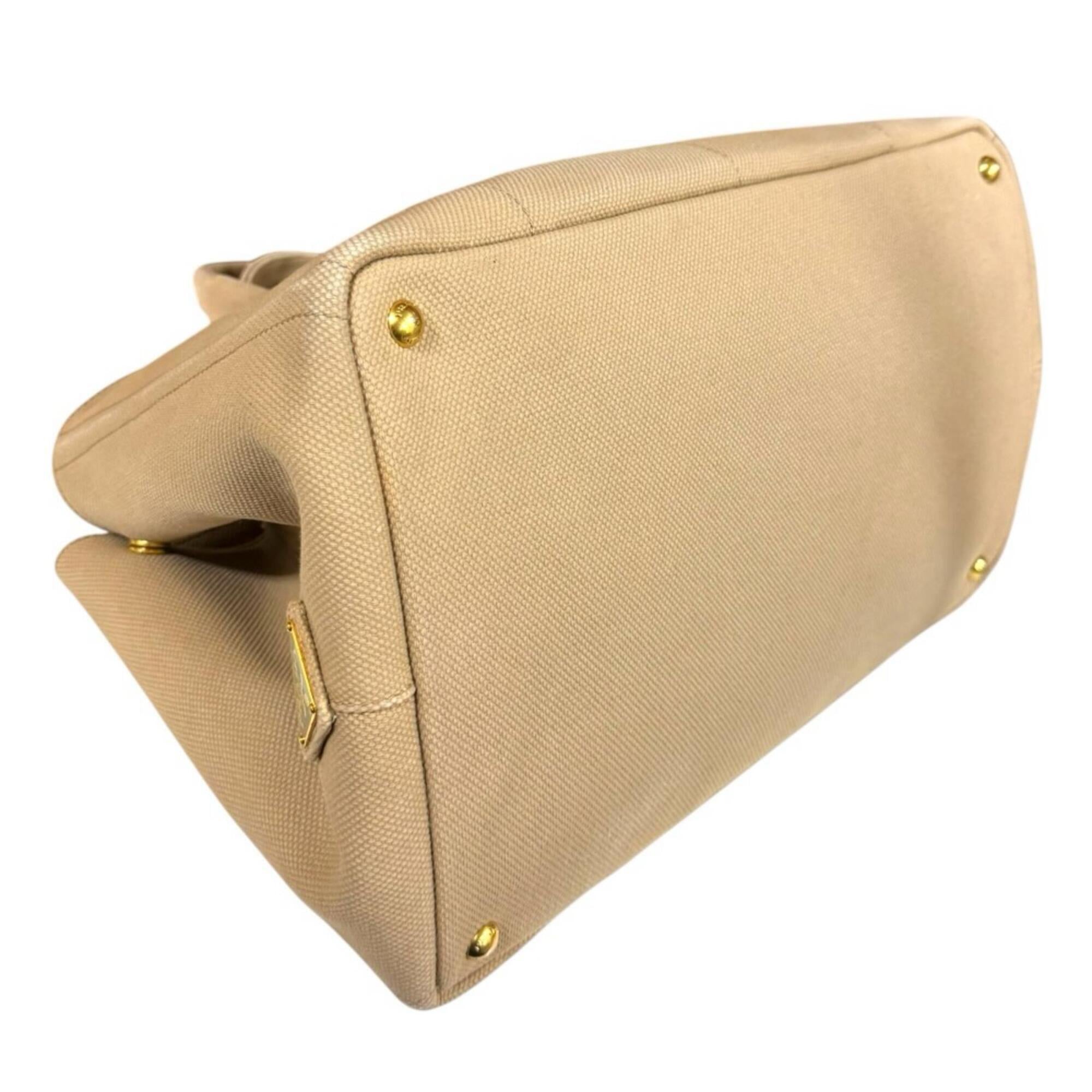 Prada Canapa Beige Canvas Handbag (Pre-Owned)