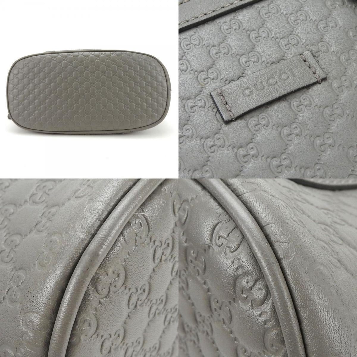 Gucci Gray Leather Handbag Shoulder Bag (Pre-Owned)