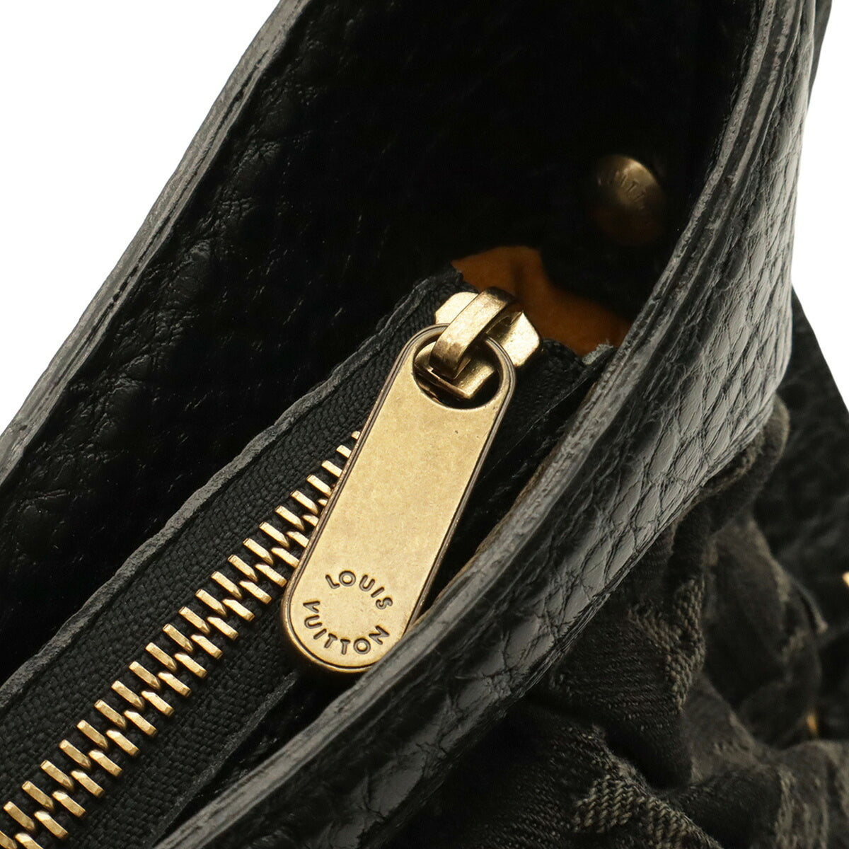 Louis Vuitton Black Noir Denim Canvas Leather Shoulder Bag (Pre-Owned)