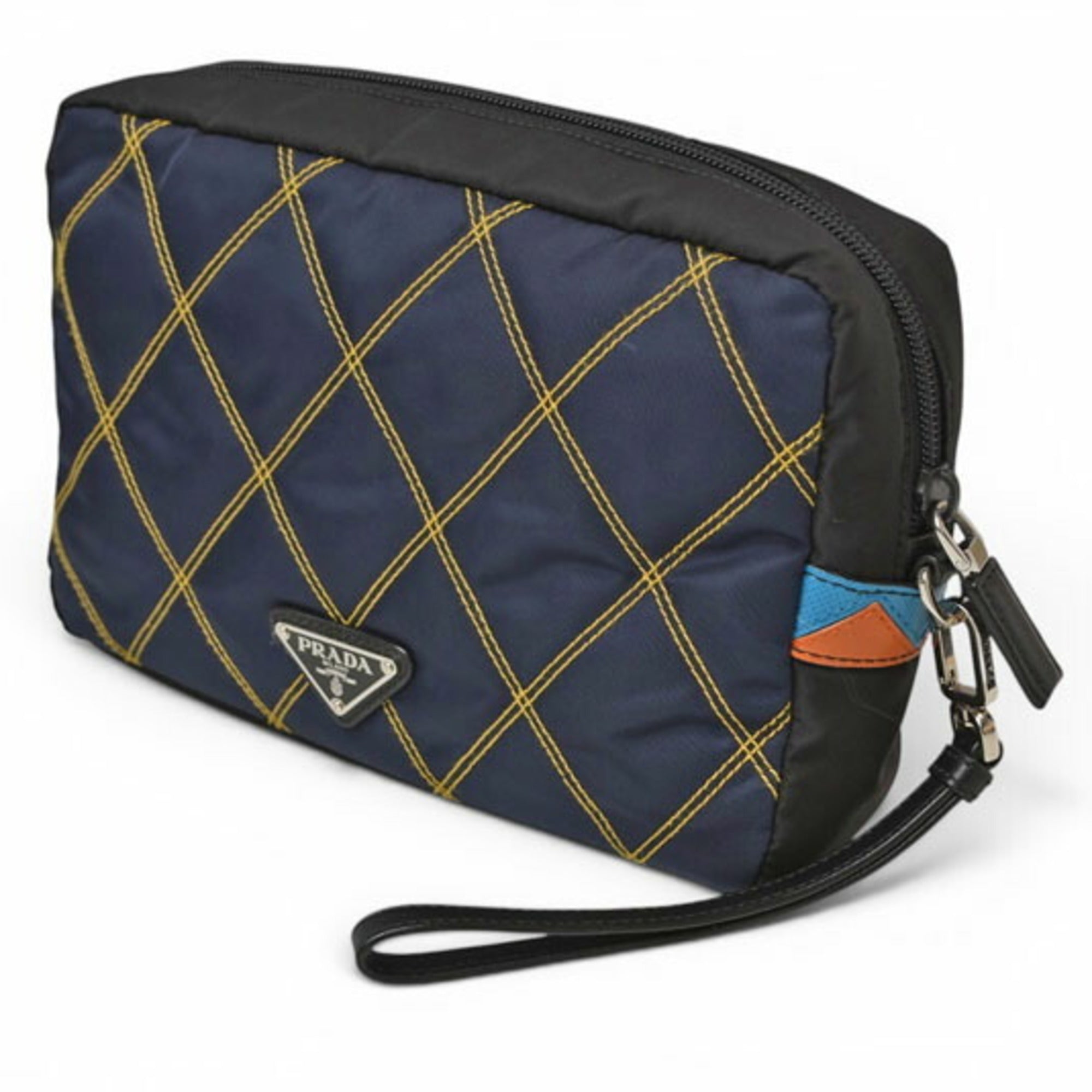 Prada Navy Black Nylon Clutch Bag (Pre-Owned)