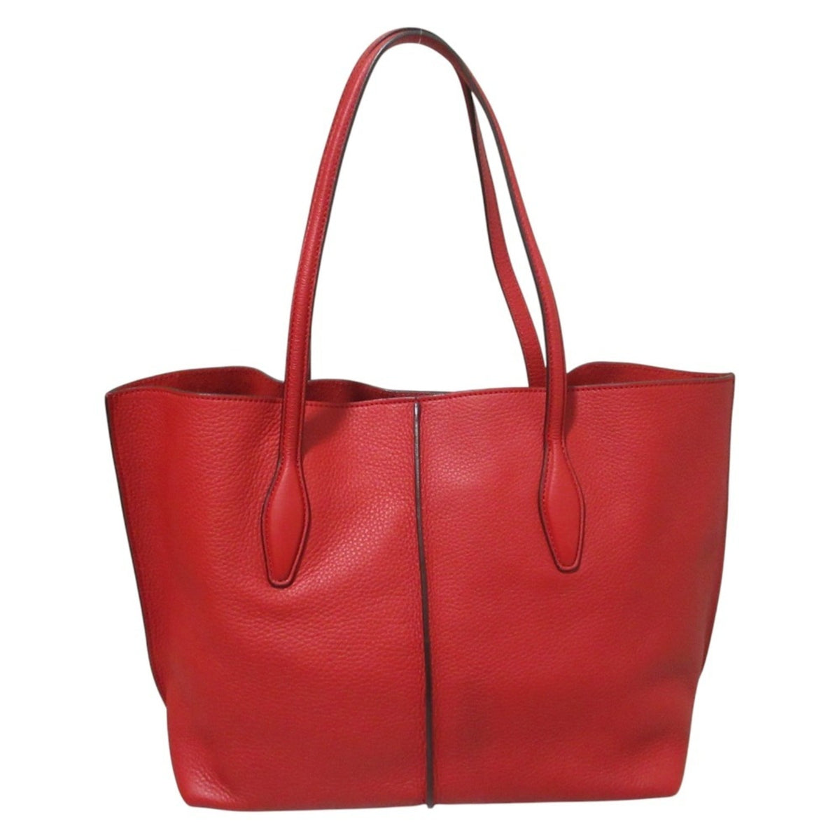 Tod's Red Color Leather Shoulder Bag Tote Bag (Pre-Owned)