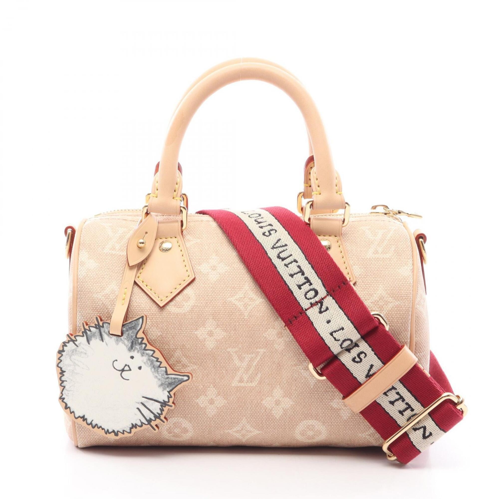 Louis Vuitton Beige Brown Canvas Leather Handbag (Pre-Owned)