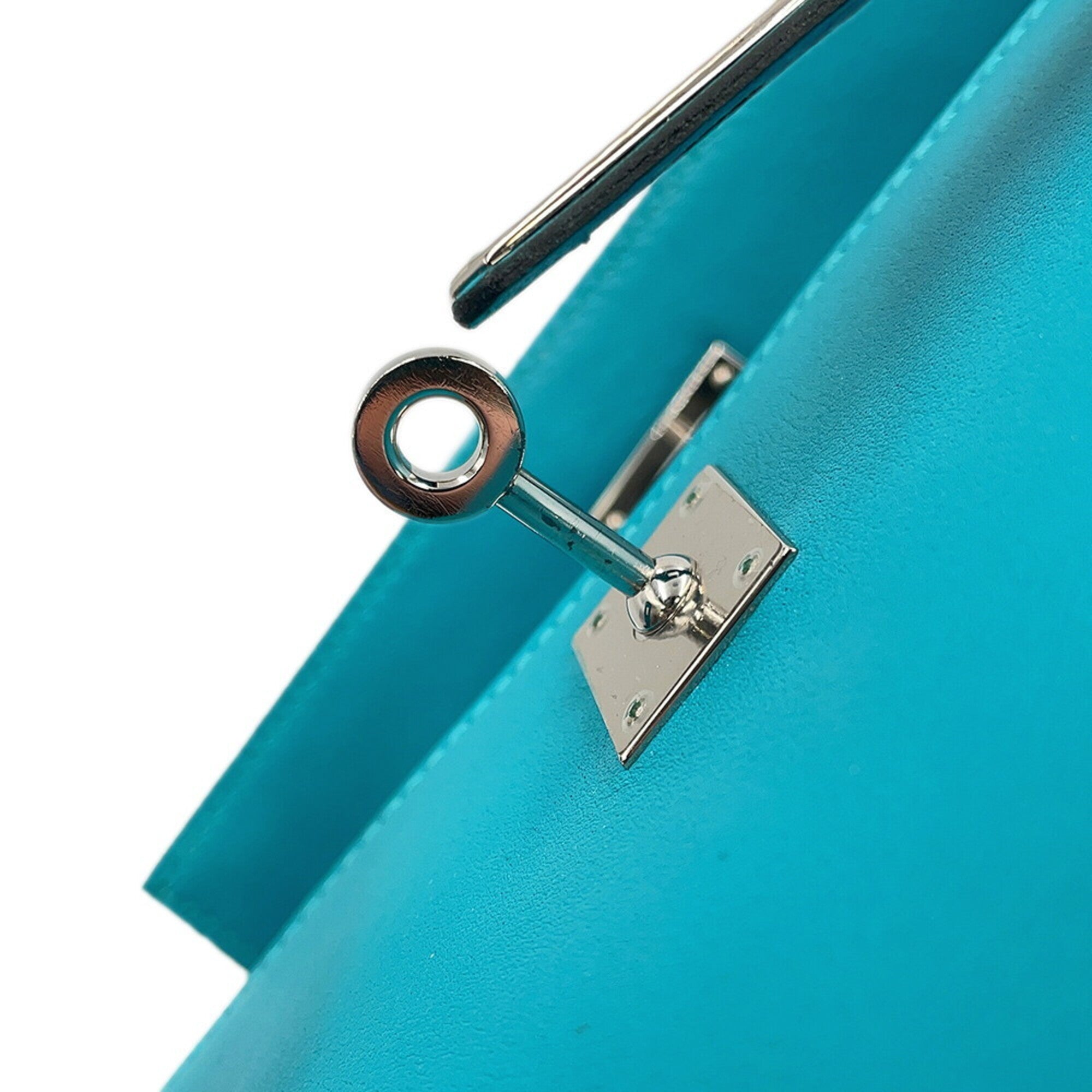 Hermes Blue Paon Swift Leather Handbag Pochette (Pre-Owned)
