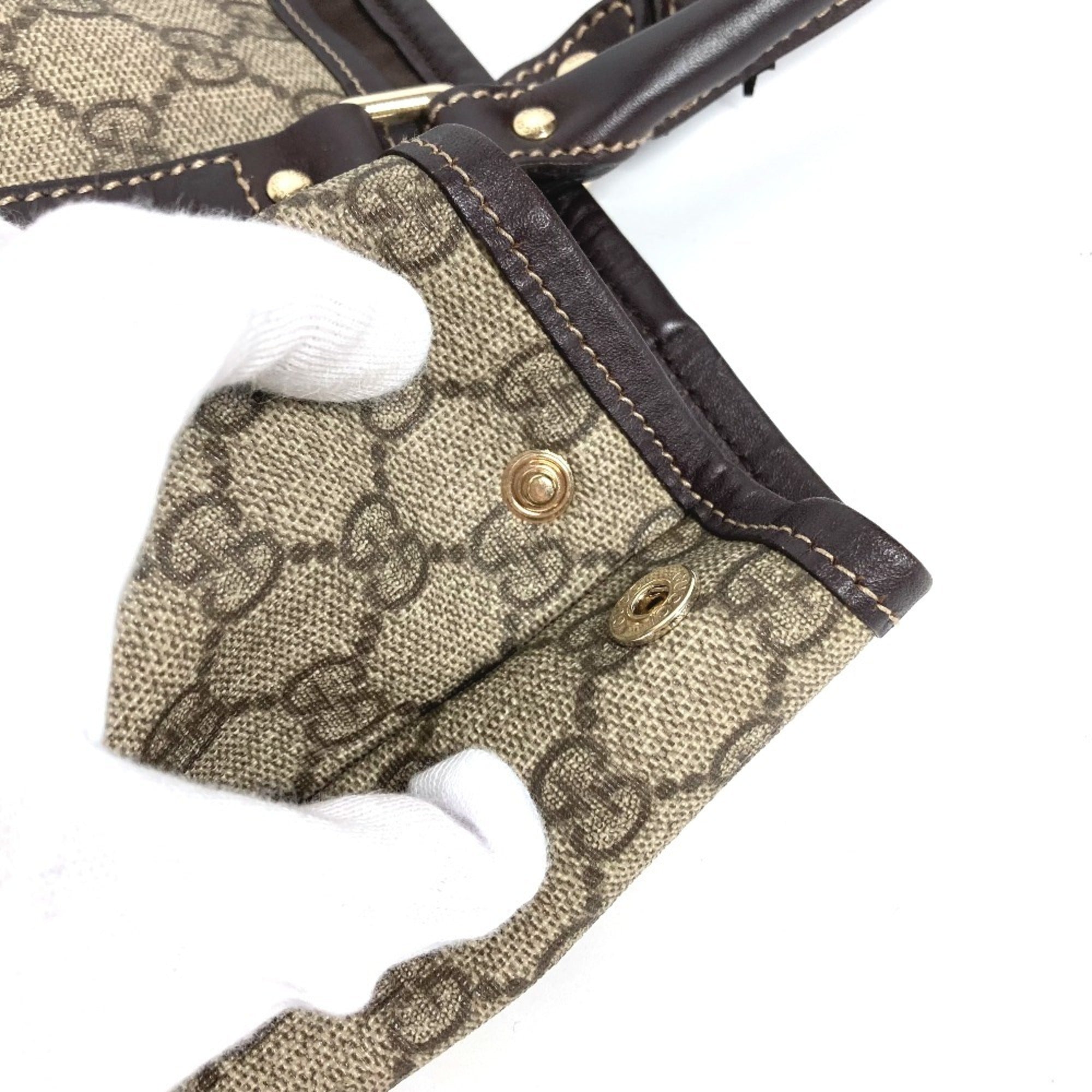 Gucci Gg Plus Beige Dark Brown Gg Plus Shoulder Bag Tote Bag (Pre-Owned)