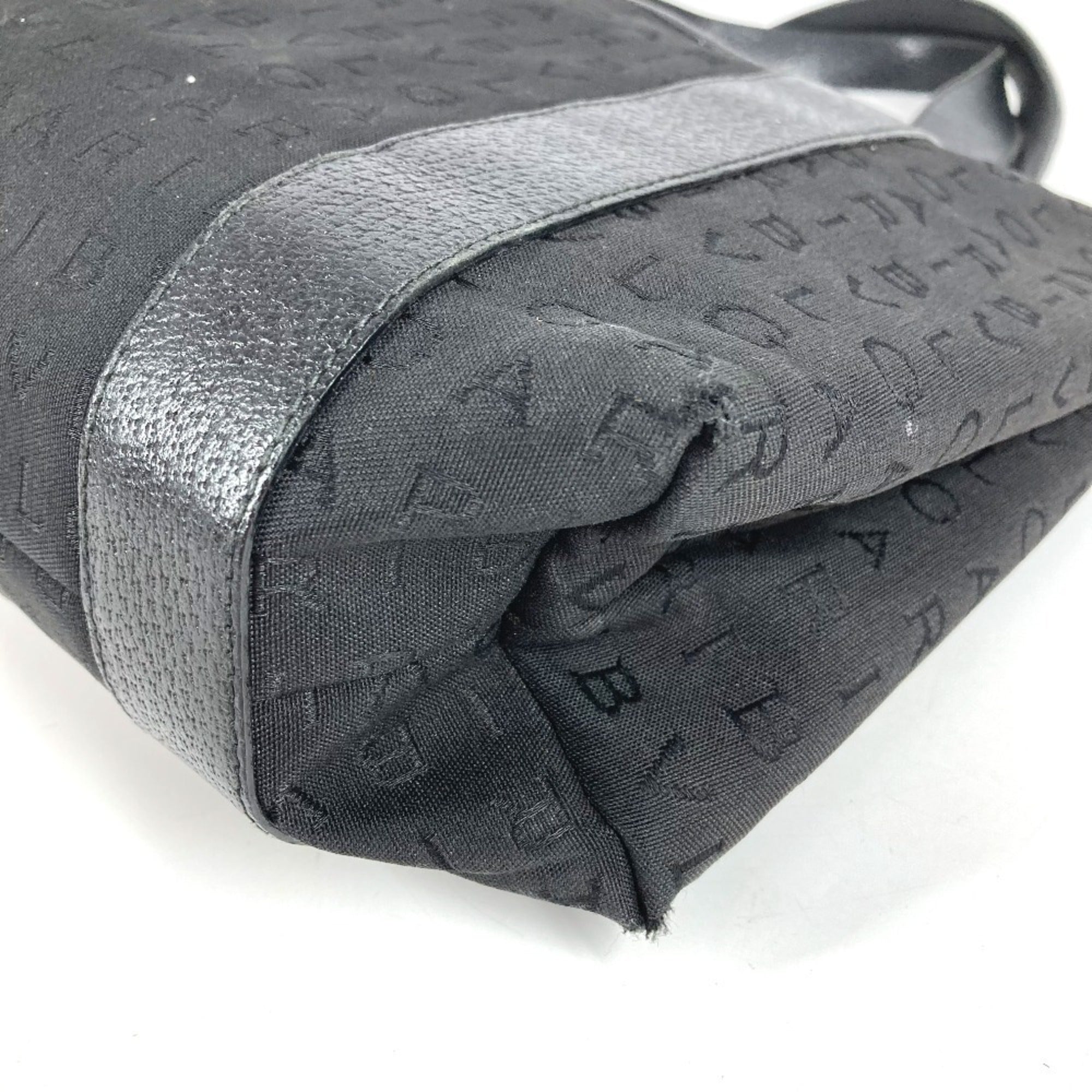 Bvlgari Black Leather Canvas Handbag Pouch Shoulder Bag Tote Bag (Pre-Owned)