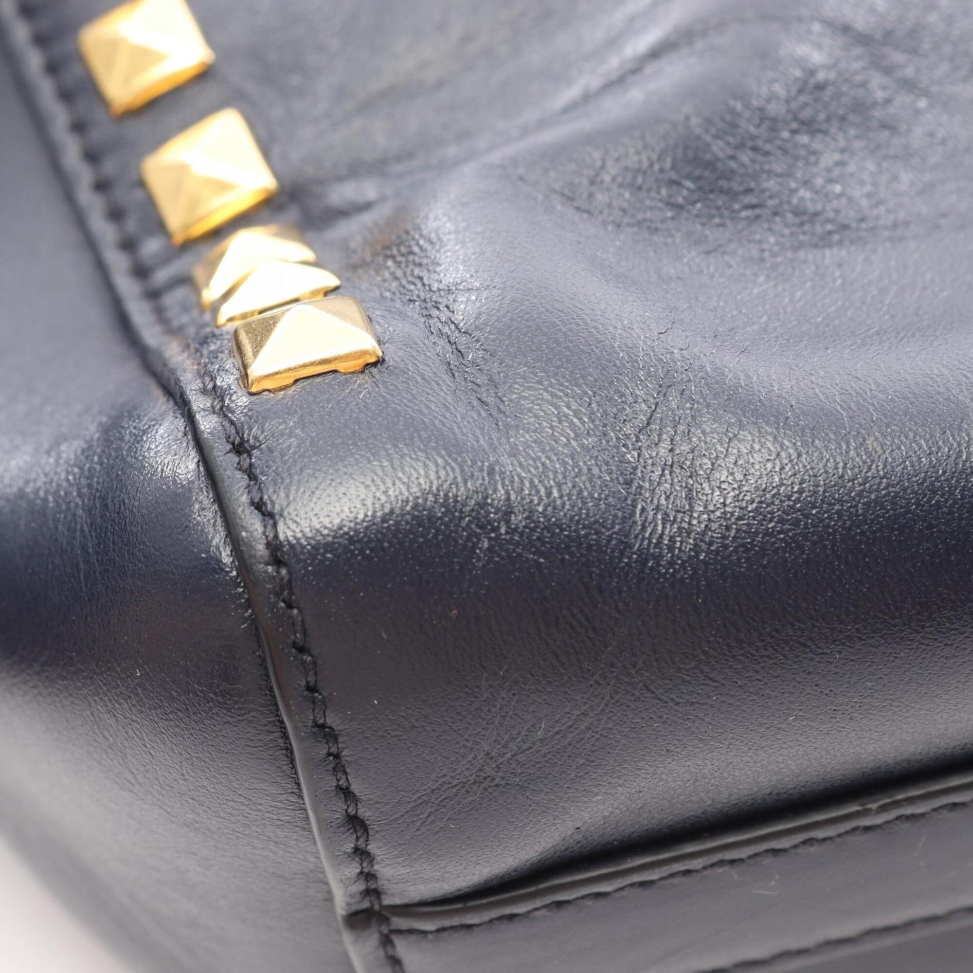 Miu Miu Navy Leather Handbag Tote Bag (Pre-Owned)