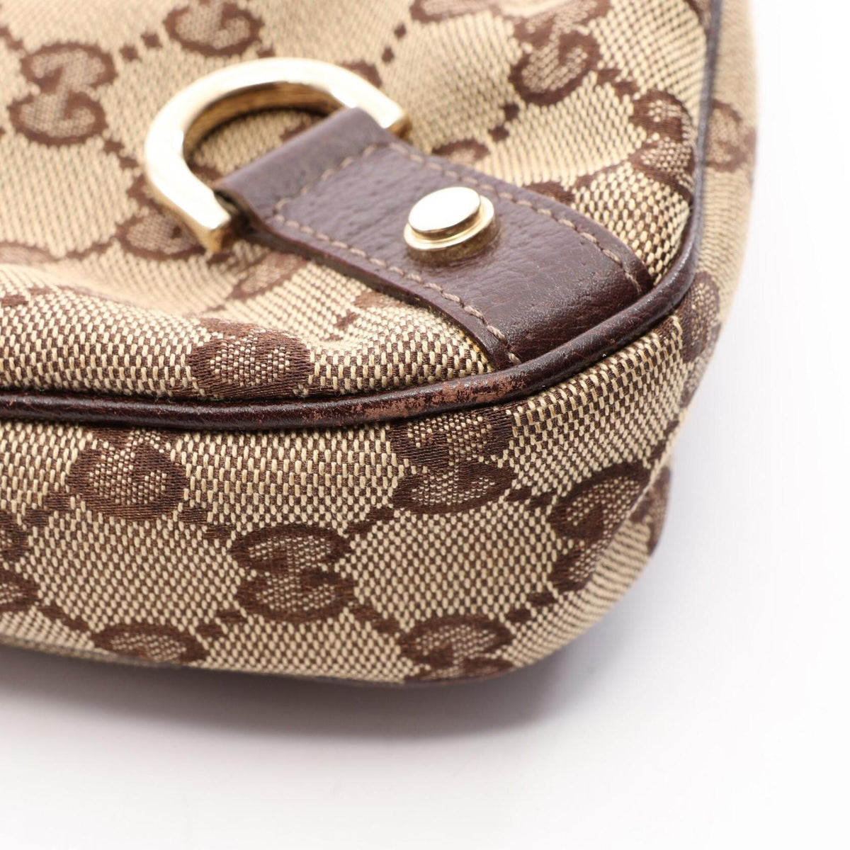 Gucci Beige Brown Canvas Leather Handbag Shoulder Bag (Pre-Owned)
