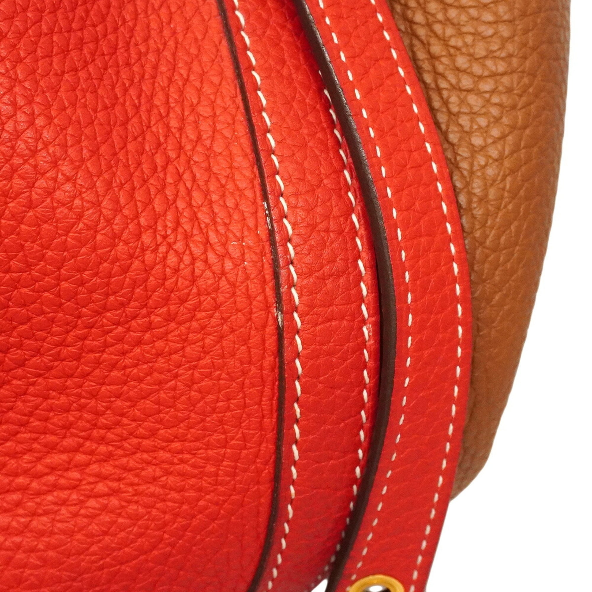 Hermes Gold Taurillon Clemence Leather Handbag (Pre-Owned)