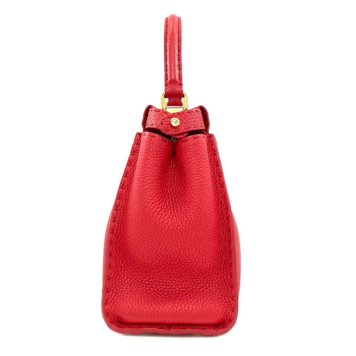 Fendi Peekaboo Red Color Leather Handbag (Pre-Owned)