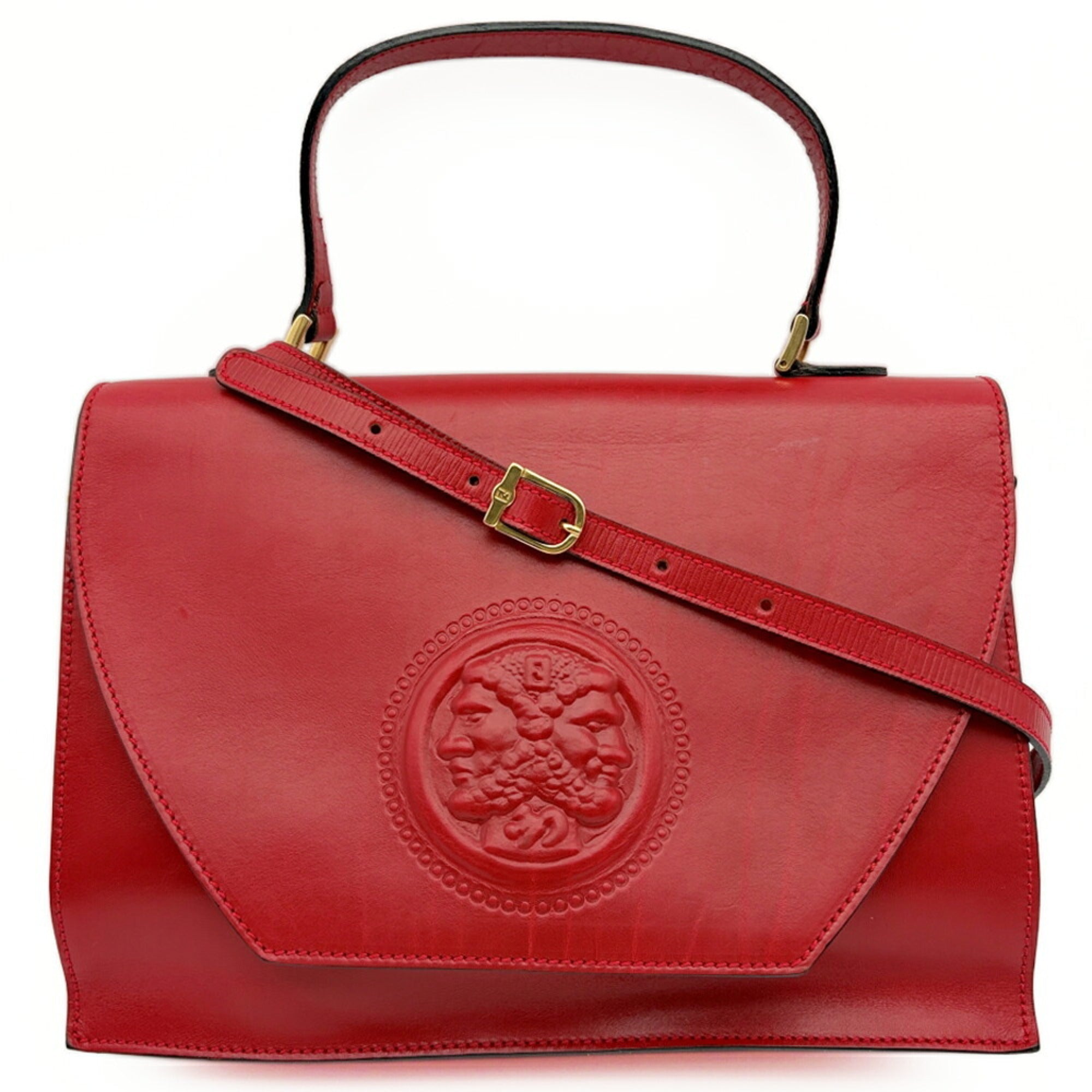 Fendi Red Color Leather Shoulder Bag (Pre-Owned)