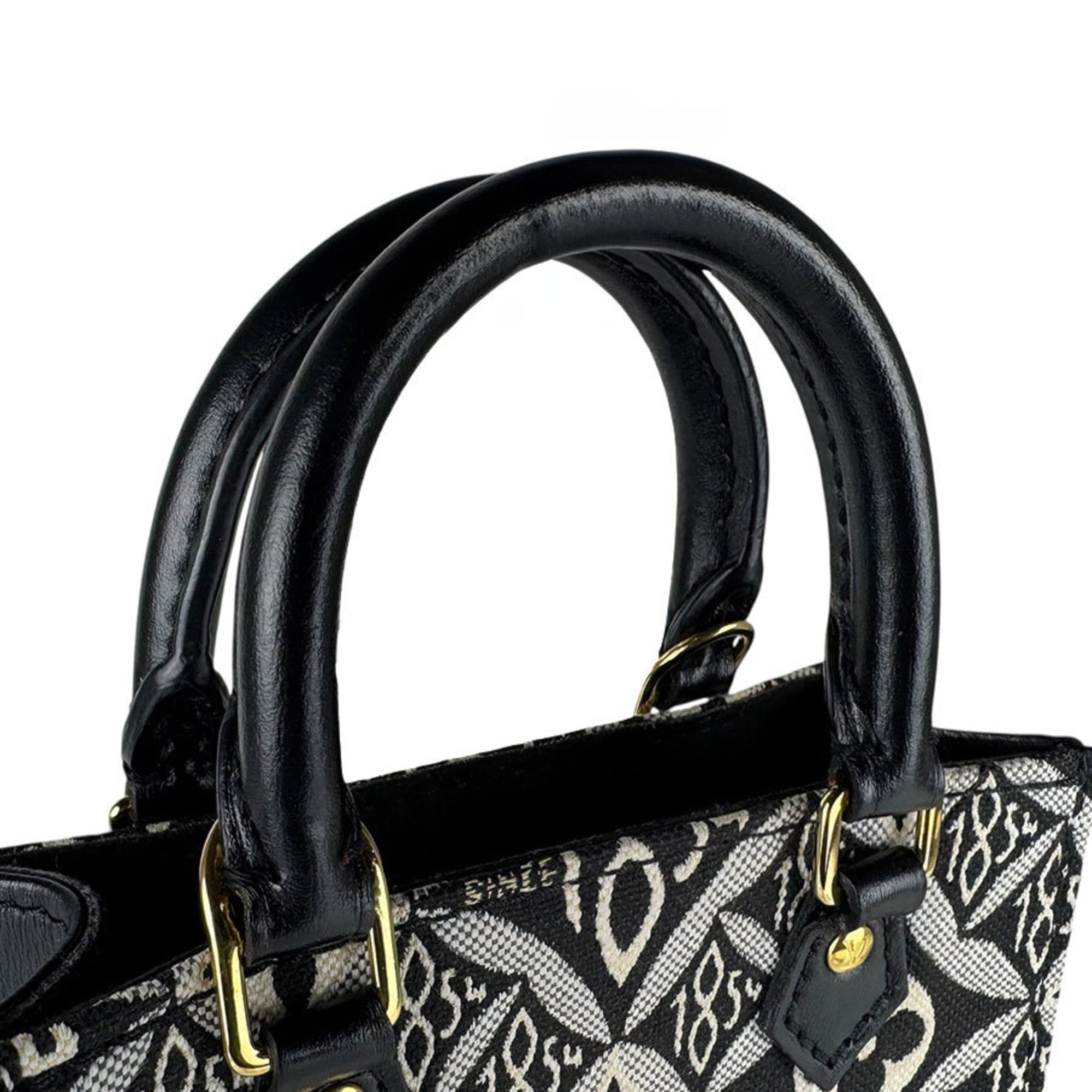 Louis Vuitton Black Canvas Leather Handbag Shoulder Bag (Pre-Owned)