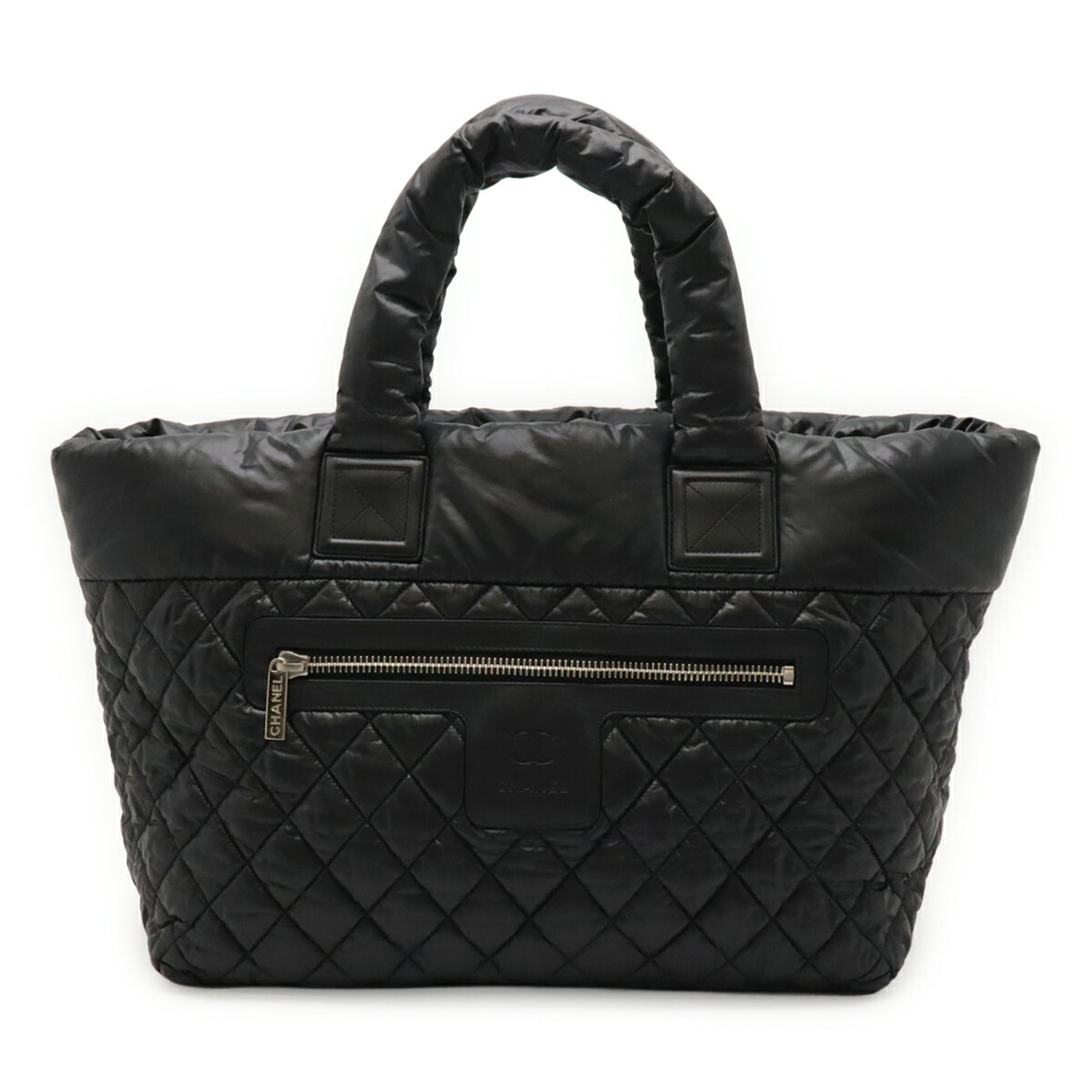 Chanel Black Bordeaux Nylon Leather Shoulder Bag Tote Bag (Pre-Owned)