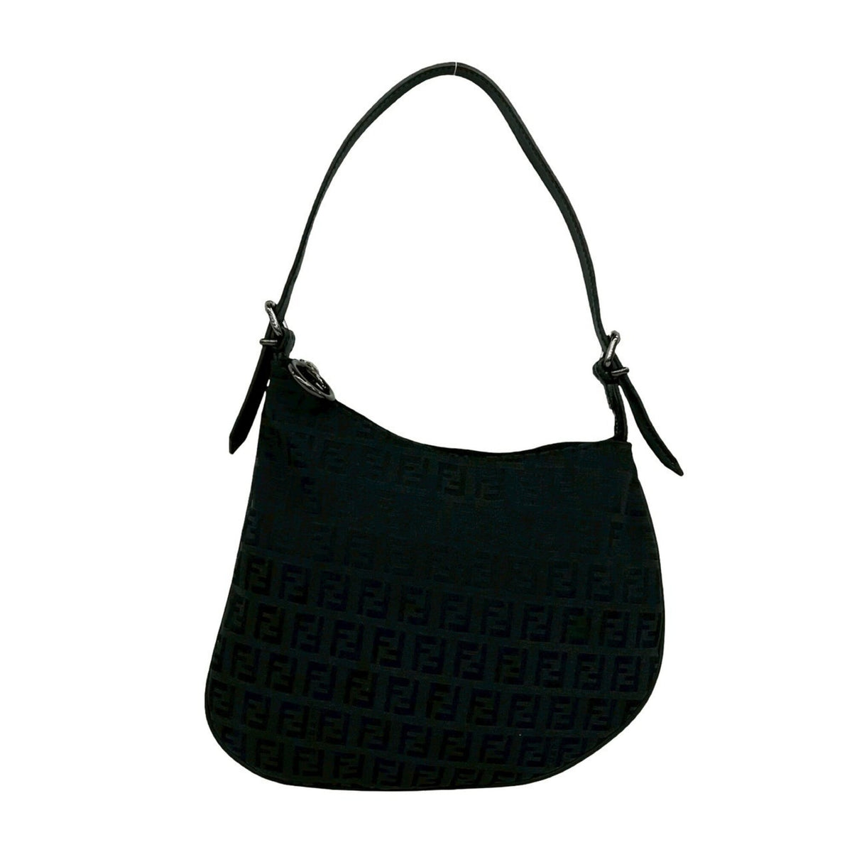 Fendi Black Canvas Leather Handbag Shoulder Bag (Pre-Owned)