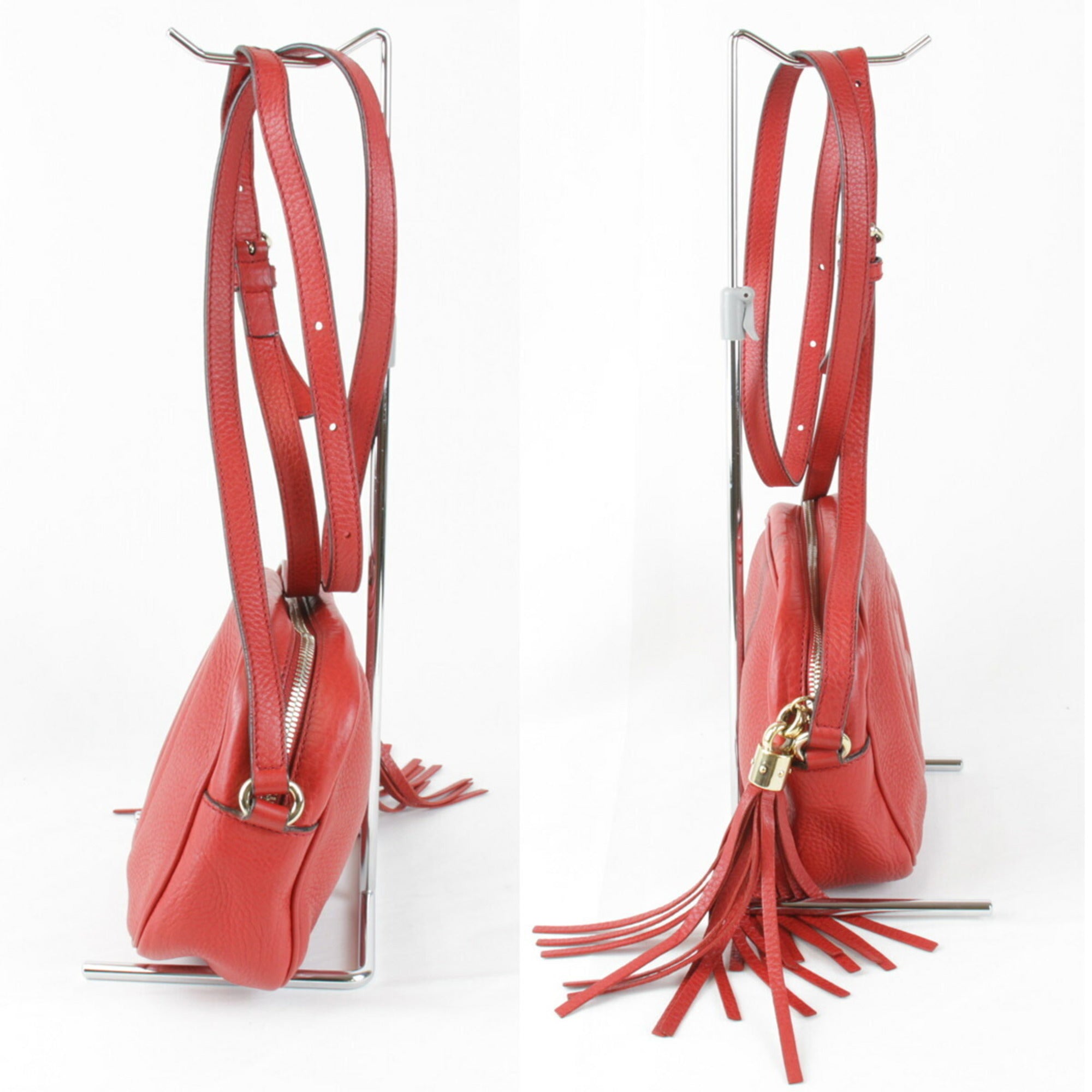 Gucci Red Color Leather Shoulder Bag (Pre-Owned)